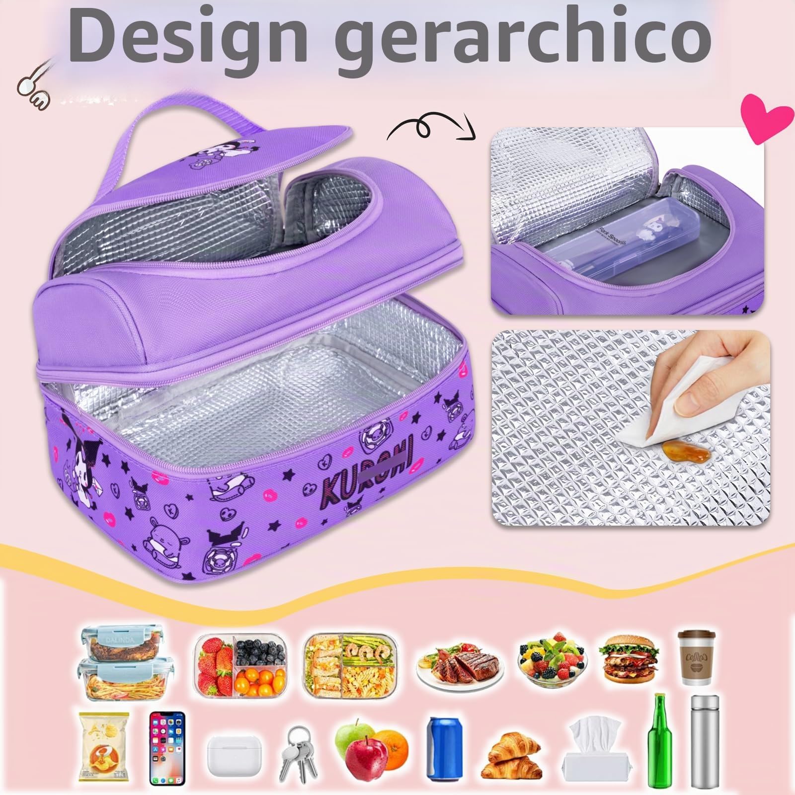 Roffatide Zaino da viaggio e da trekking per computer portatile, stile business casual, con stampa Anime Kuromi, 43,2 cm