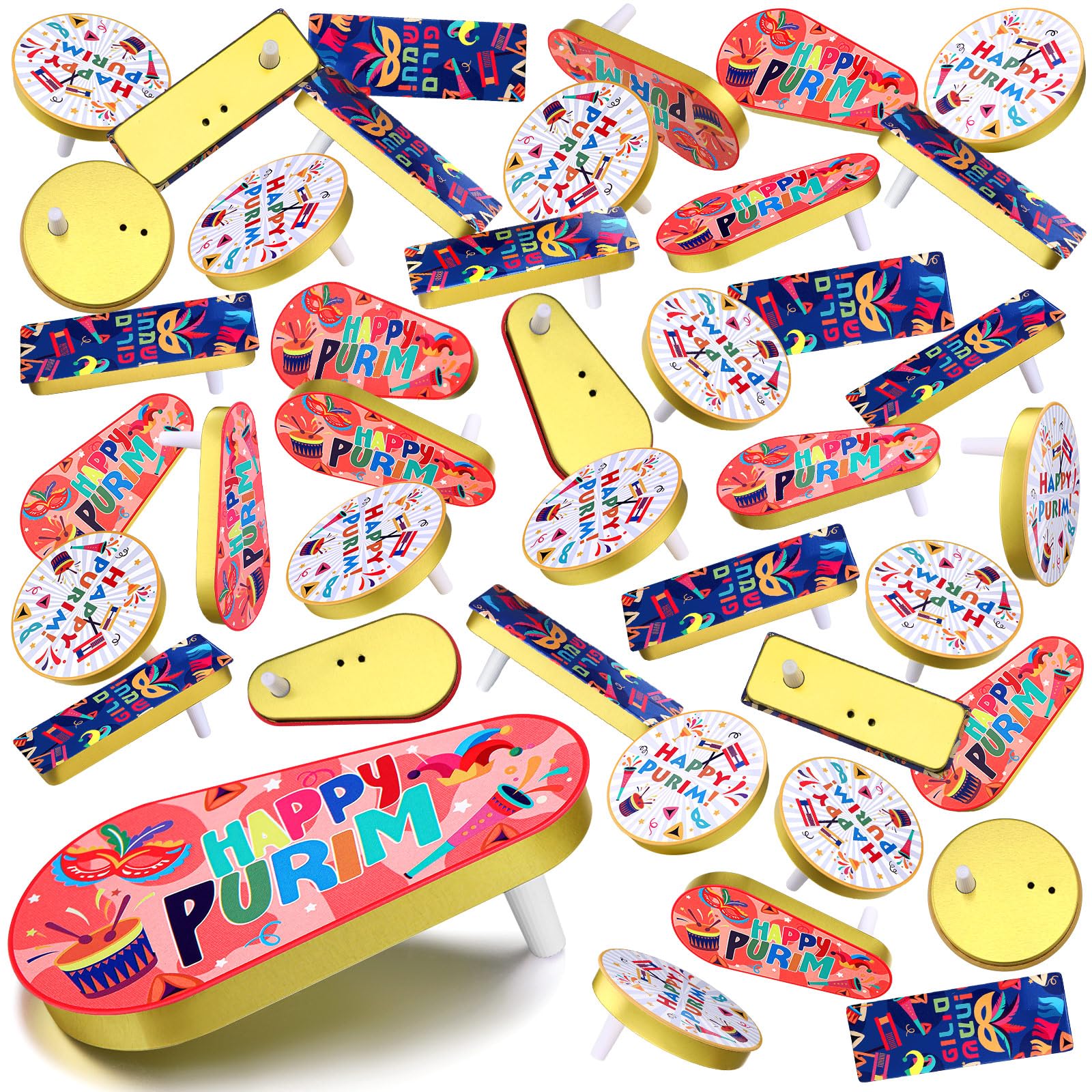 Lukmaa 60 Pcs Purim Gragger Metal Noise Makers Colorful Party Noise Makers Bulk Novelty Assorted Color Purim Gragger Party Favors for Holiday Celebration