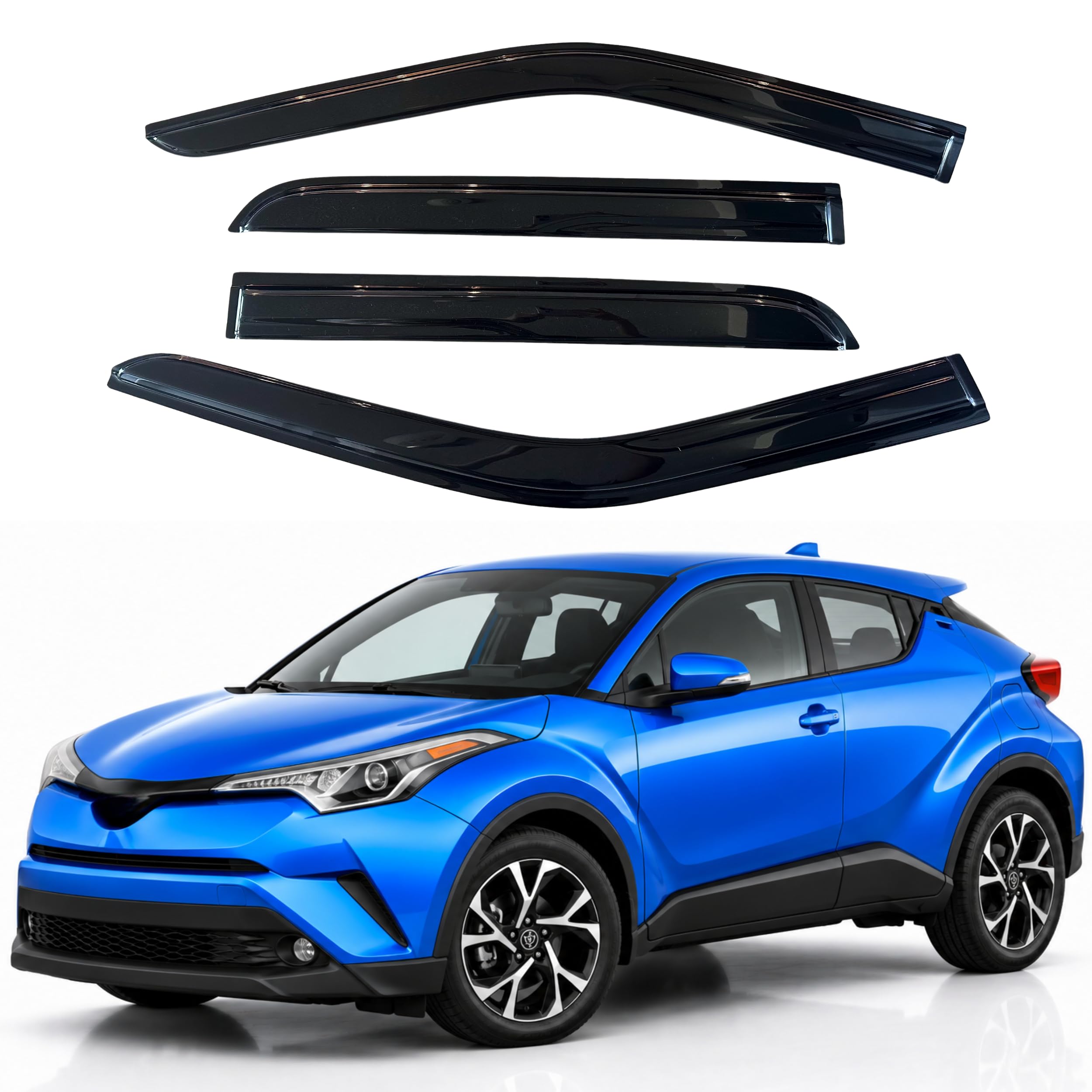 IG Window Visors Fit for 2017-2024 Toyota C-HR, Out-Channel Rain Guards Vent Wind Deflectors 4PC, Car Accessories for 17-24 CHR
