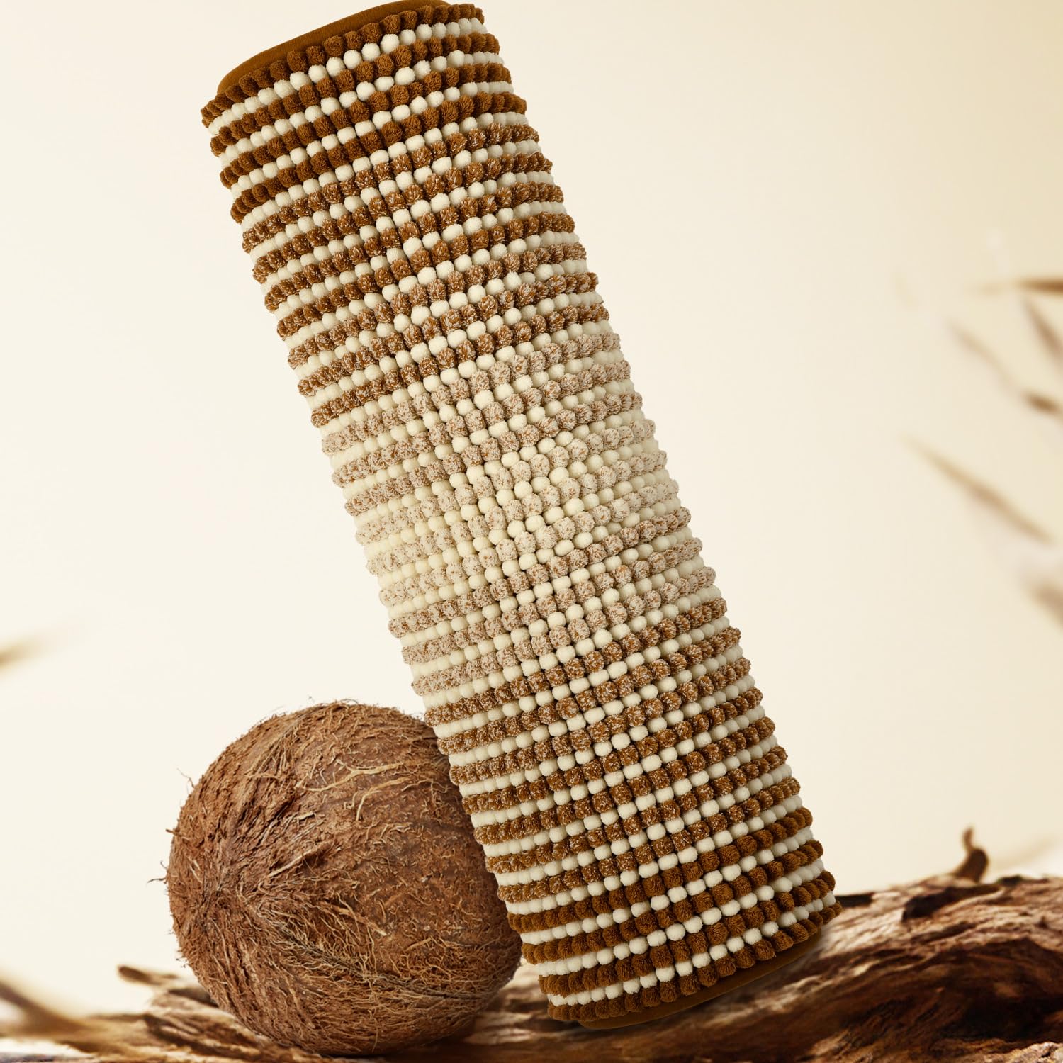 BSICPROBathroom Rugs, Bath Mat Rug for Bathroom Non Slip 20 x 32 Inches Water Absorbent Chenille Bathroom Floor Mats Machine Washable (Coconut Brown and Cream)