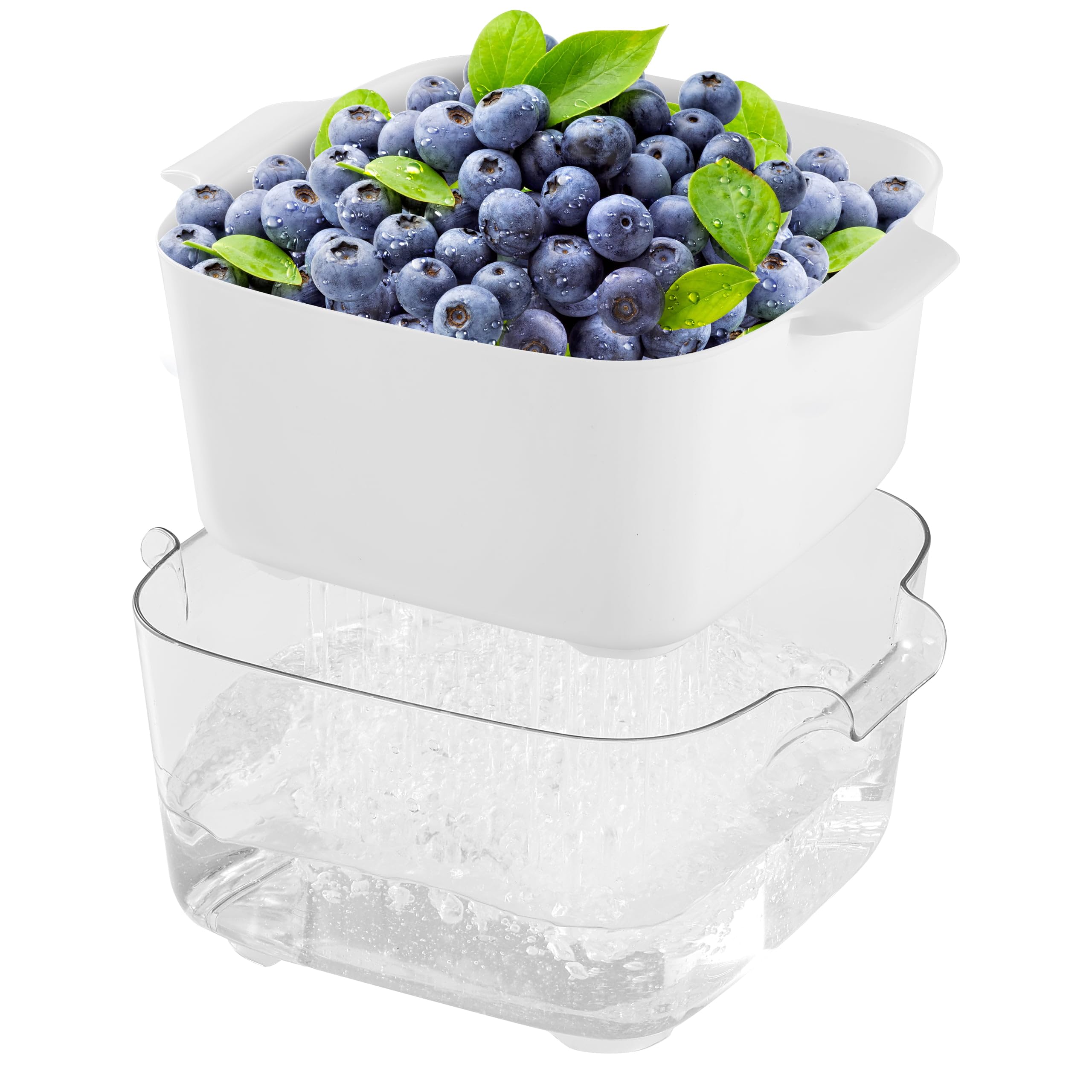 Photo 1 of 4.3 Quart Kitchen Colanders Bowl Set, Fruit Vegetable Washing Basket, 2 in 1 Food Fruit Strainers, Large Plastic Double Layered Strainer for Pasta, Berry, Salads?White,Small? White/Small