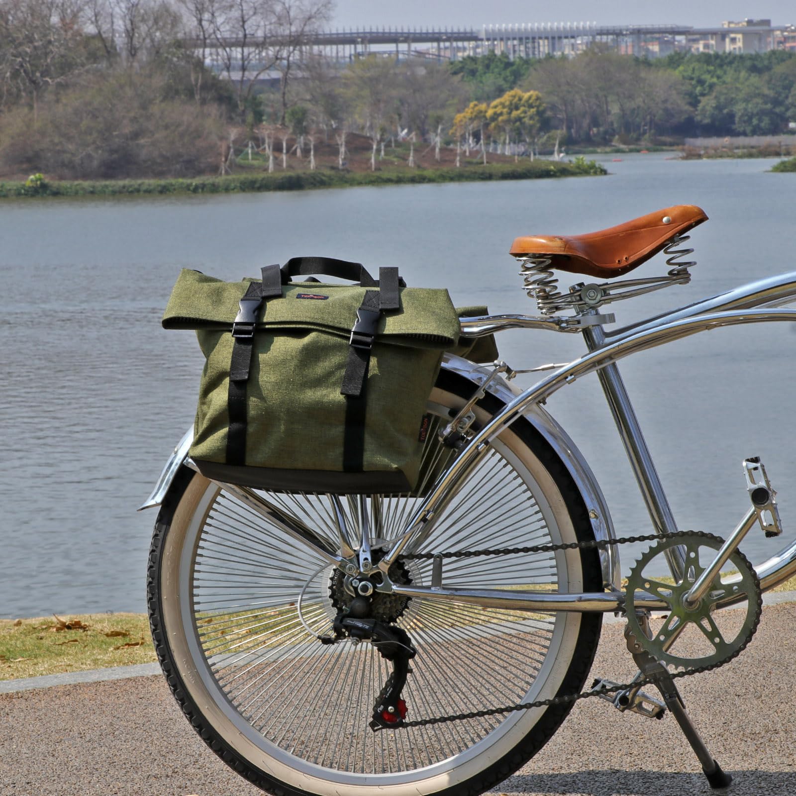 TOURBON Sacoche Double en Nylon pour vélo - Sac de siège arrière de Moto