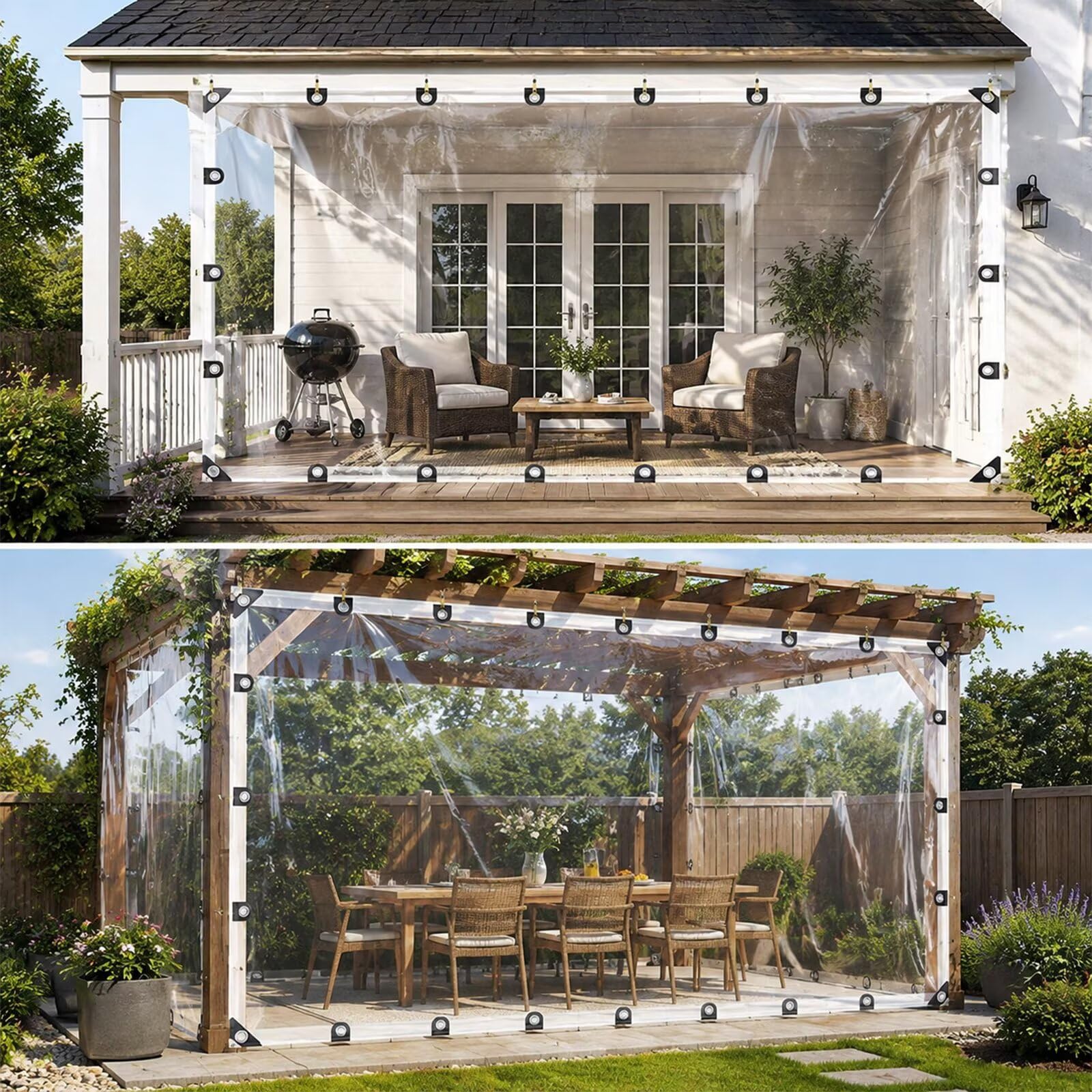 2.2×2.5m wasserdichte Transparente PE-Abdeckplane mit Ösen - UV-beständige & Reißfeste Gewächshausfolie für Garten, Balkon, Baustelle & Haustiergehege-Wetterfeste Baufolie mit Verstärkungsband Plane