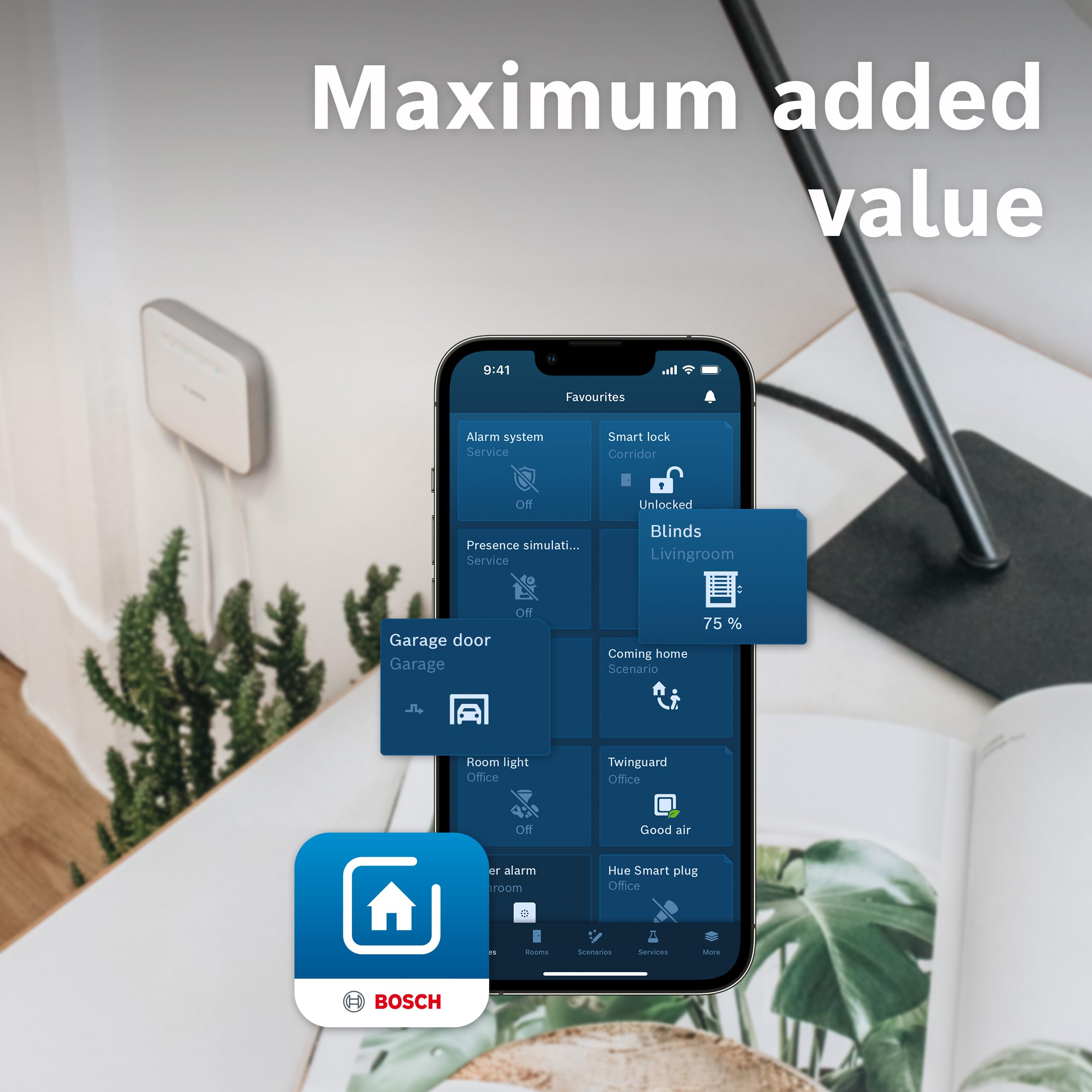 Bosch Smart Home - Interrupteur Mural pour Acteurs Intelligents, Installation Peu Encombrante dans le Boîtier d’appareil, pour Commande de Lumière/Volet Roulant II, Relais ou Variateur, 4x