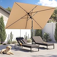 HOMSHADE 6.6x10 ft Rectangular Patio Umbrella with Tilt, UPF 50+ UV Protection for Pool, Deck, Backyard
