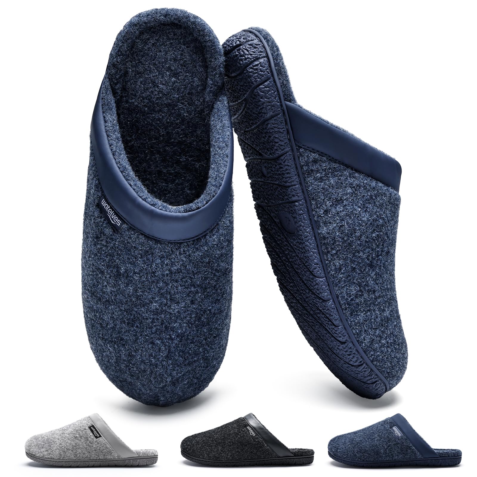 WateLves Ciabatte Uomo Pantofole Feltro Invernali Memory Foam Antiscivolo Caldo Scarpe Da Casa