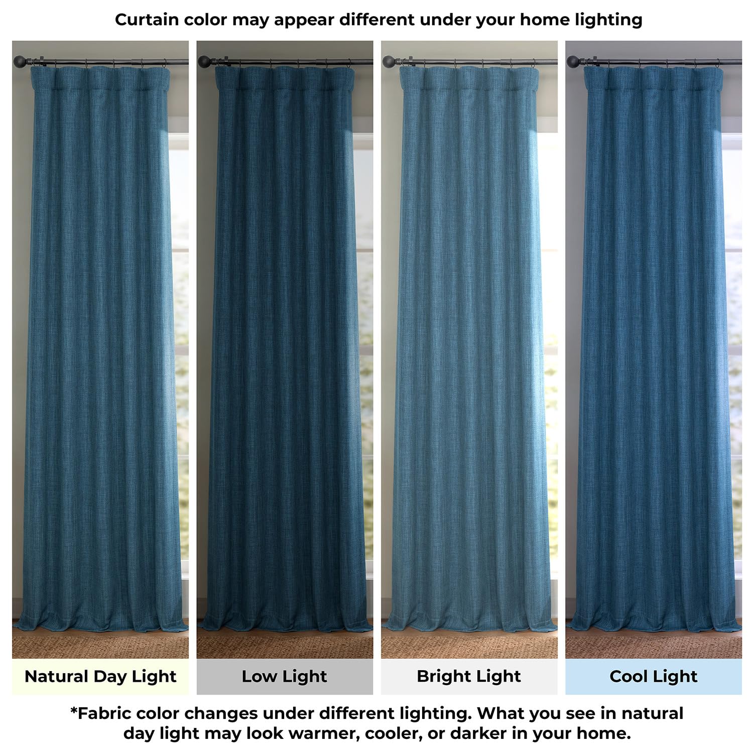 HPD Half Price Drapes Zasłony zaciemniające z teksturą lnu, sztuczny len, do sypialni, dł. 270 cm (1 panel), do salonu, dekoracja domu, 127 x 270 cm (szer. x dł.), niebieskie (Story Blue)