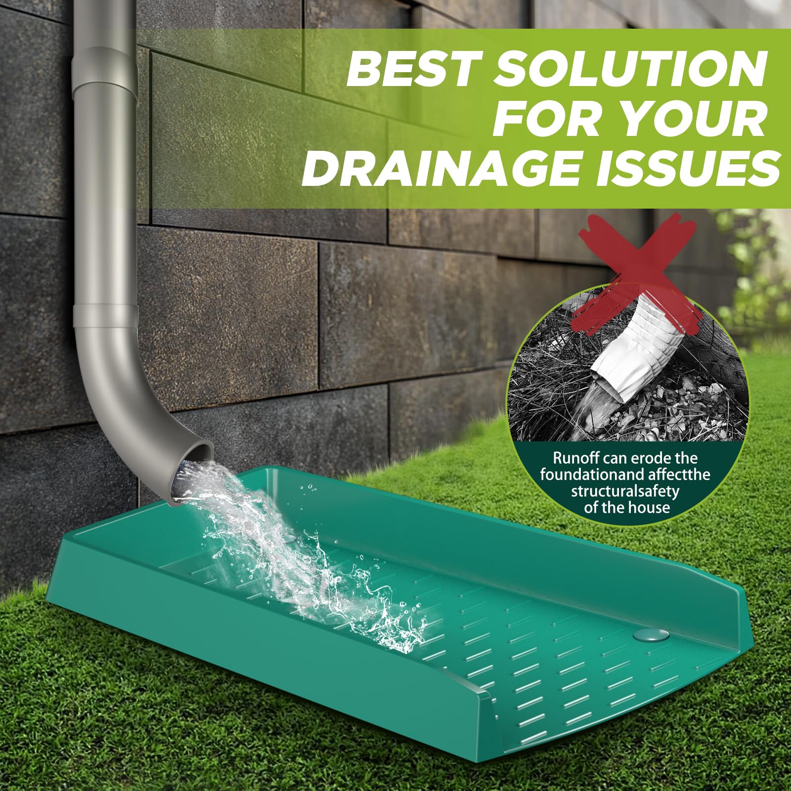 Paquete de 4 extensiones de bajante de canalón de lluvia, extensiones de canalón extra anchas de 12 pulgadas para drenaje de agua, extensor de boquilla de abajo, desviador de protector de canalón de