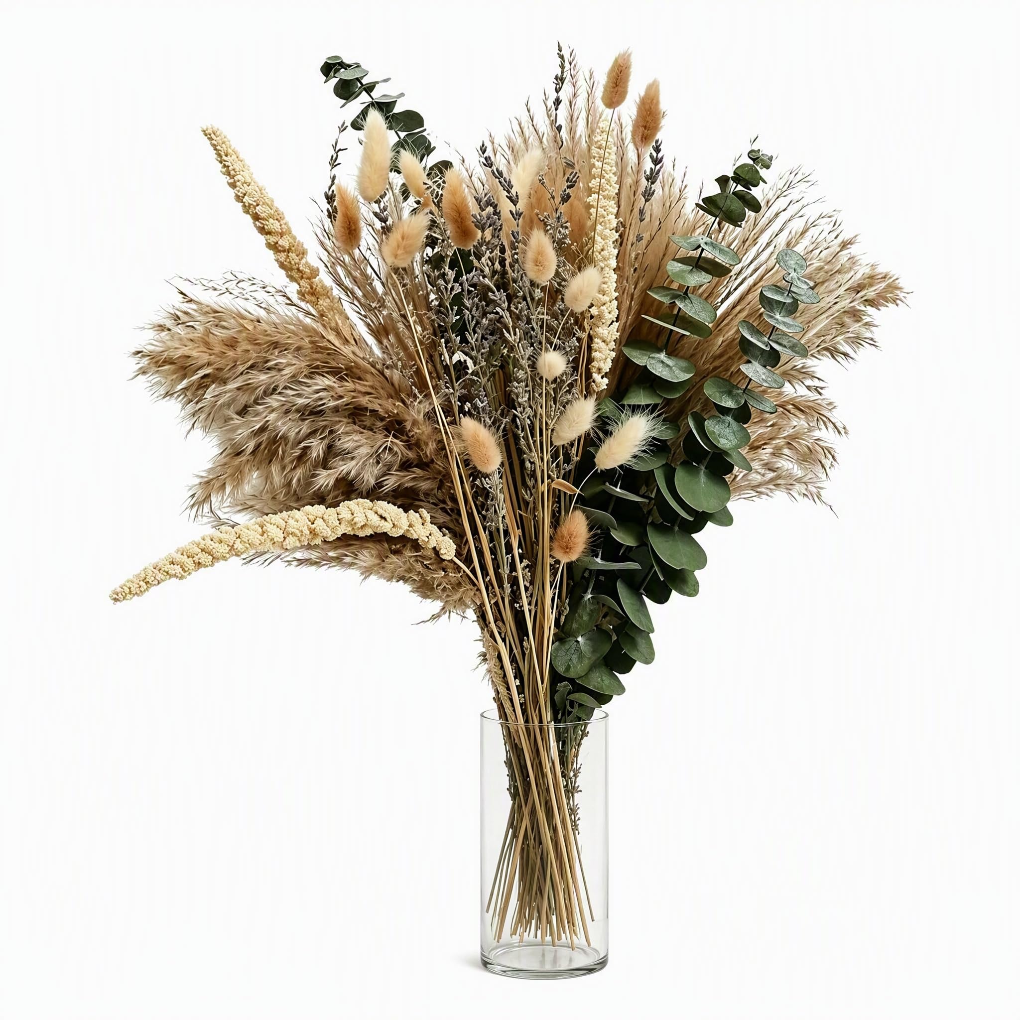 100Pcs Pampas Grass Bouquet, Boho Natural Dried Floral Arrangement