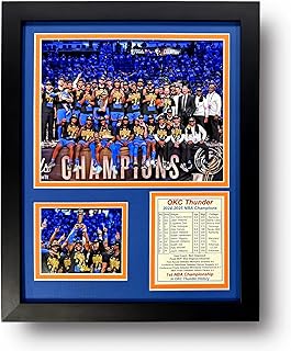 Oklahoma City Thunder (OKC) 2024-2025 NBA Finals Champions | Collectible Basketball Memorabilia | Framed Picture & Photo Collage Gift, Man Cave Wall Art, Home Decor (Podium, 12"x15")