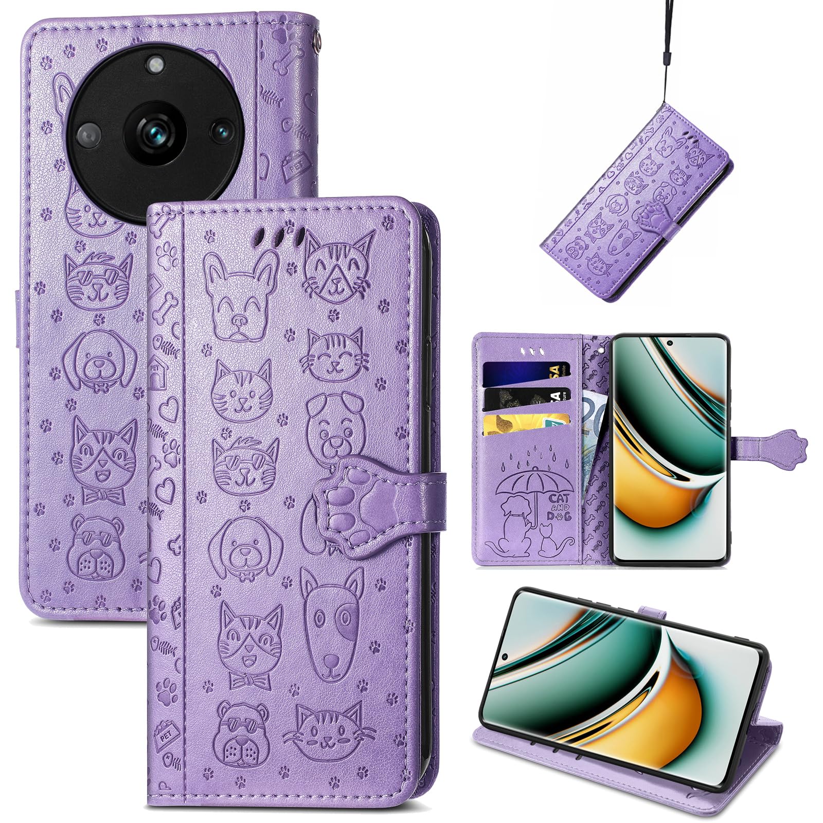 JIUNINE Cover per Realme 11 Pro 5G, Custodia Libro in Pelle Portafoglio Case Flip Antiurto con