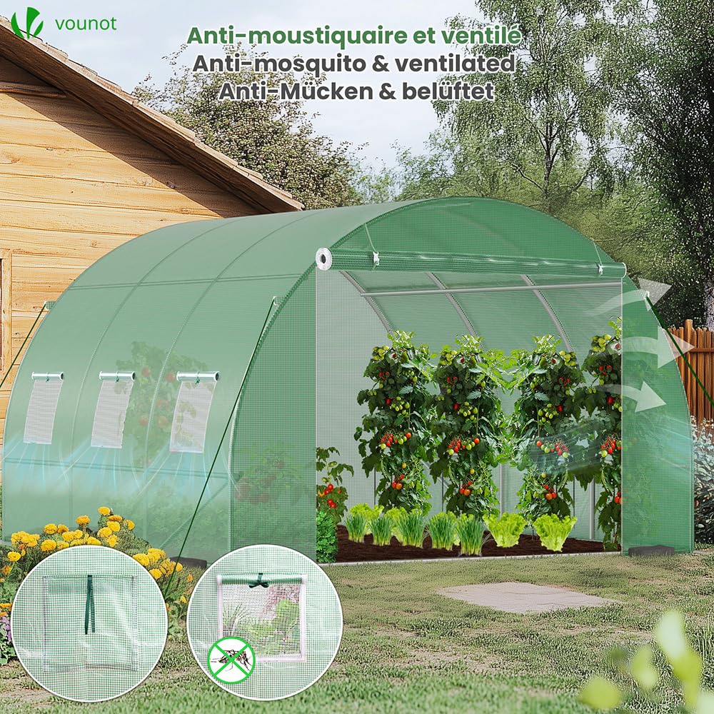 VOUNOT® Gewächshaus Foliengewächshaus Winterfest Tomatenhaus Folientunnel, 3x3x2m 9m²