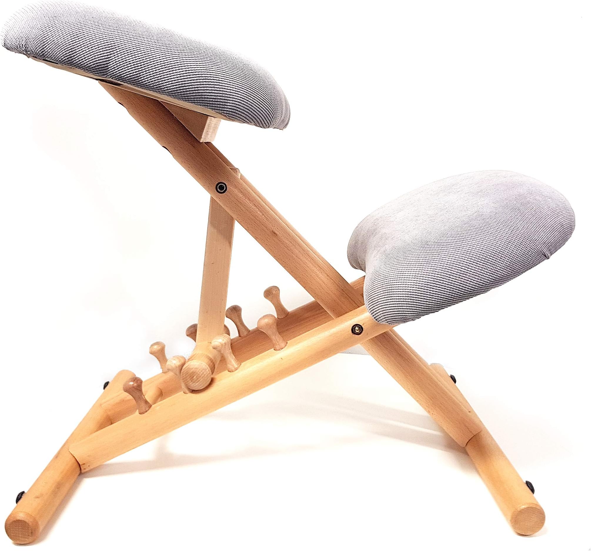 Classic Kneeling Chair - natural wood with light grey seat