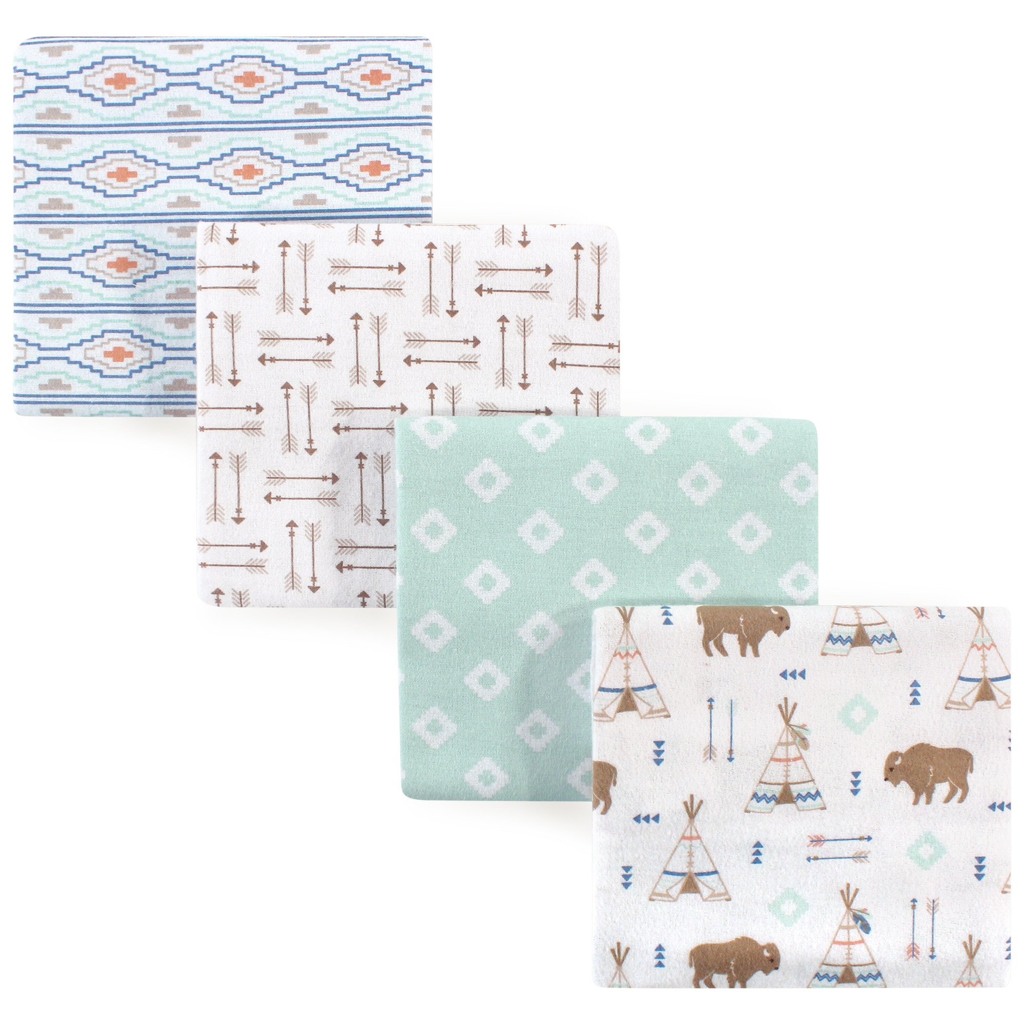 Hudson Baby Unisex Baby Cotton Flannel Receiving Blankets, Teepee, One Size