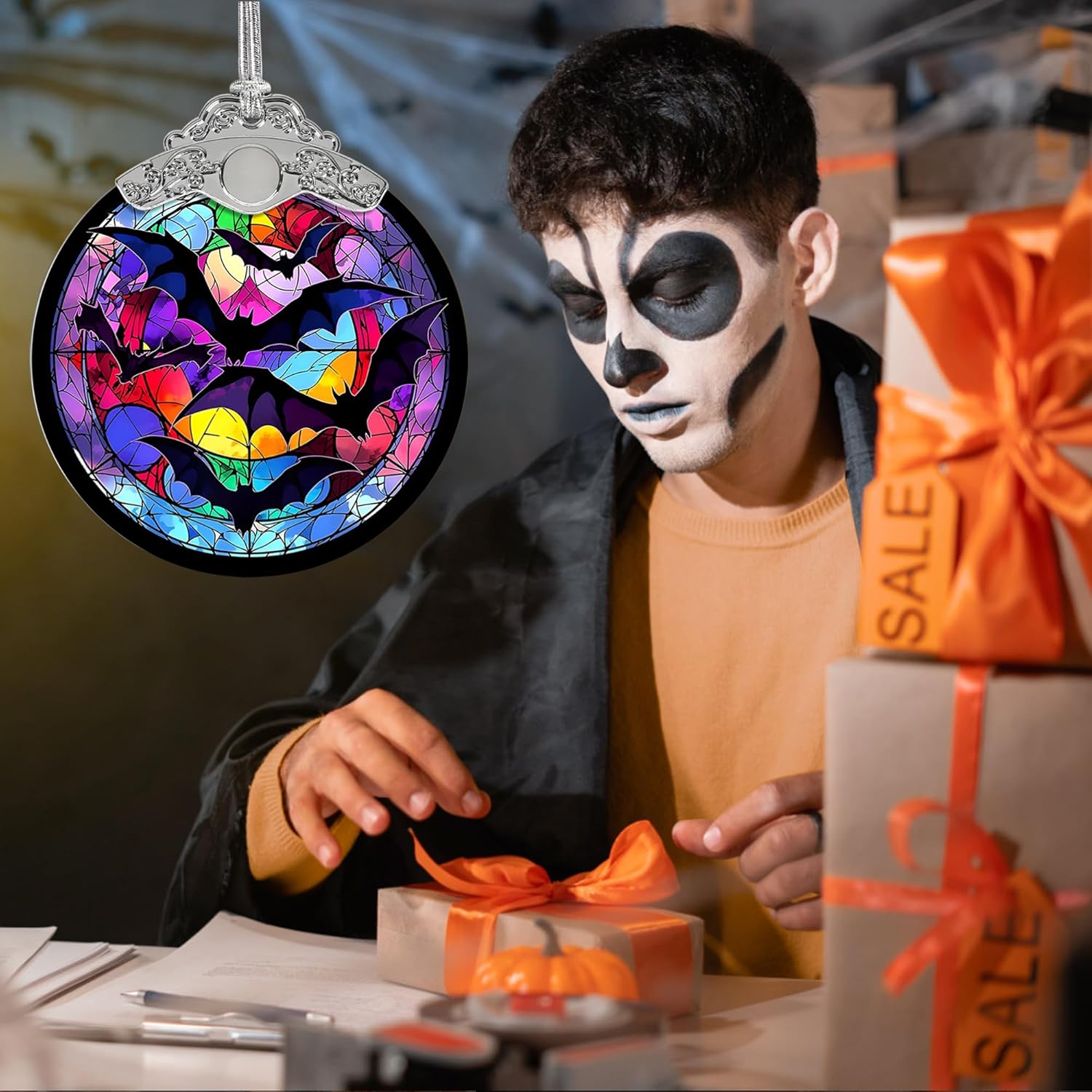 Bat Hanging Ornament Glass Ornament - Christmas & Halloween Decoration - Keepsake Gift - Image 8