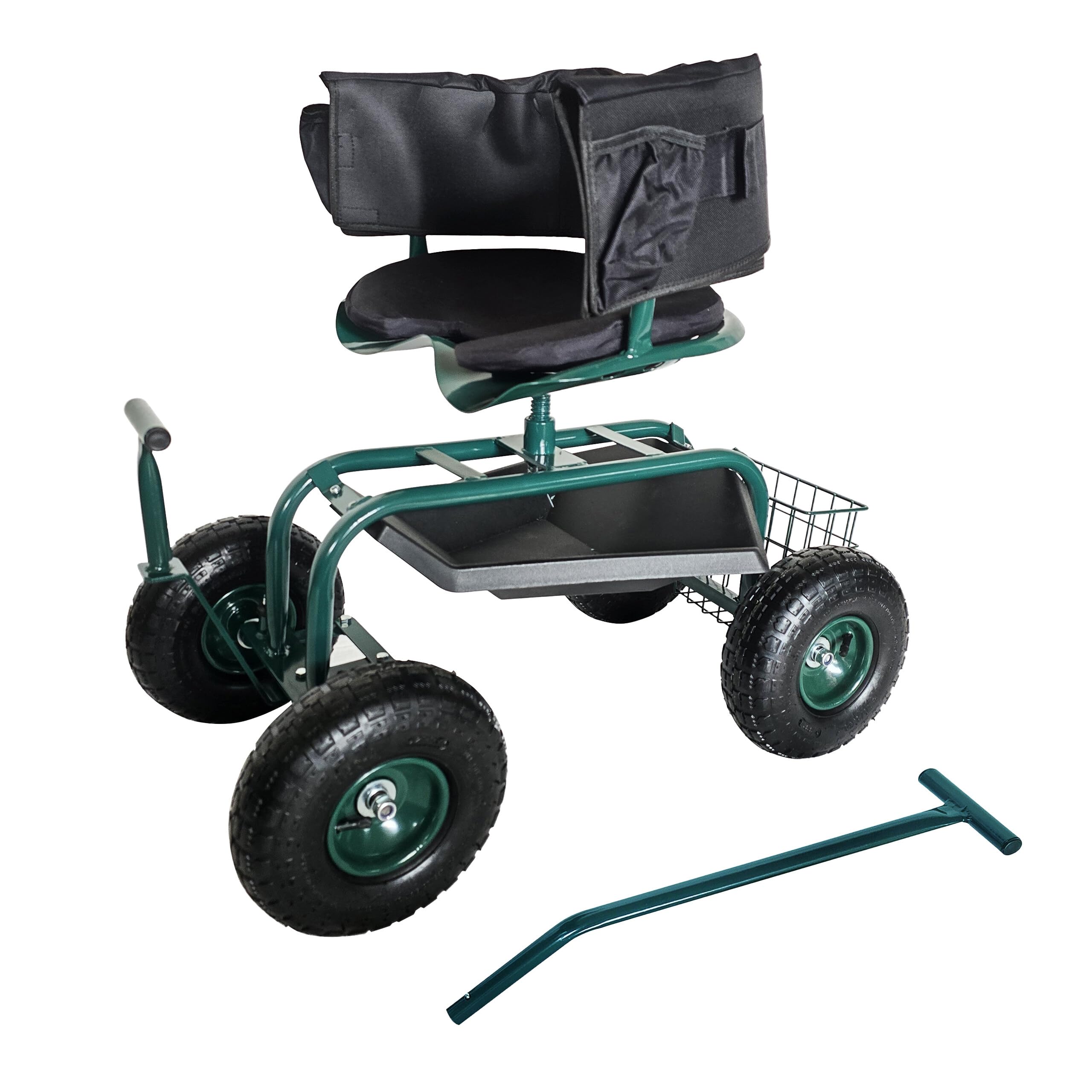 Relaxdays Sedile da Giardino Mobile, Regolabile, Portata 150 kg, vano portaoggetti, Cuscino