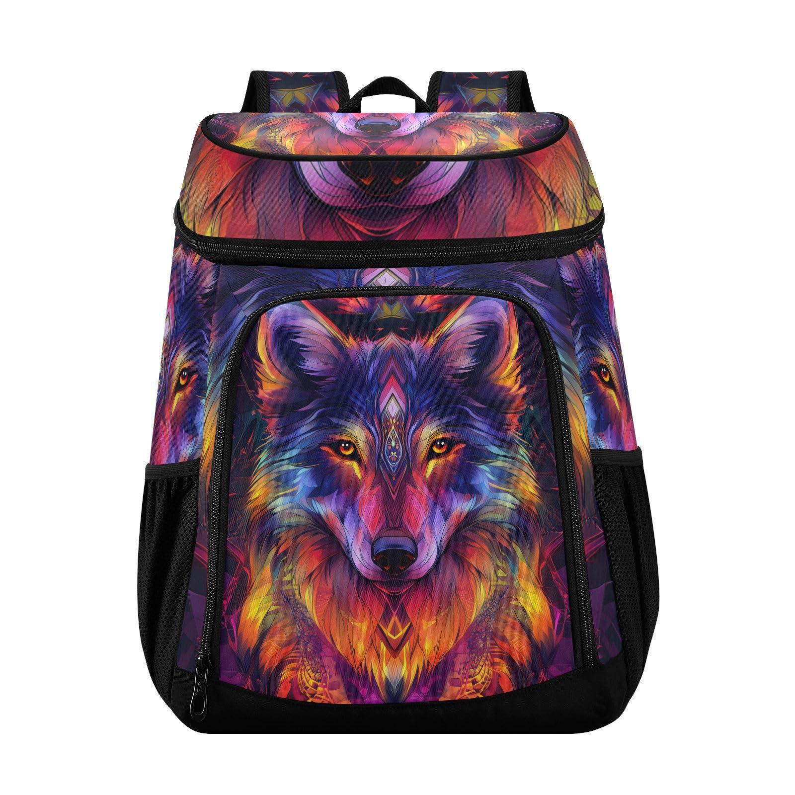 Wolf Colorful Cooler Backpack Cooler Insulated Leak Proof Lunch Backpack 36 Cans Waterproof Soft for Men Women Picnic Hiking Camping Beach