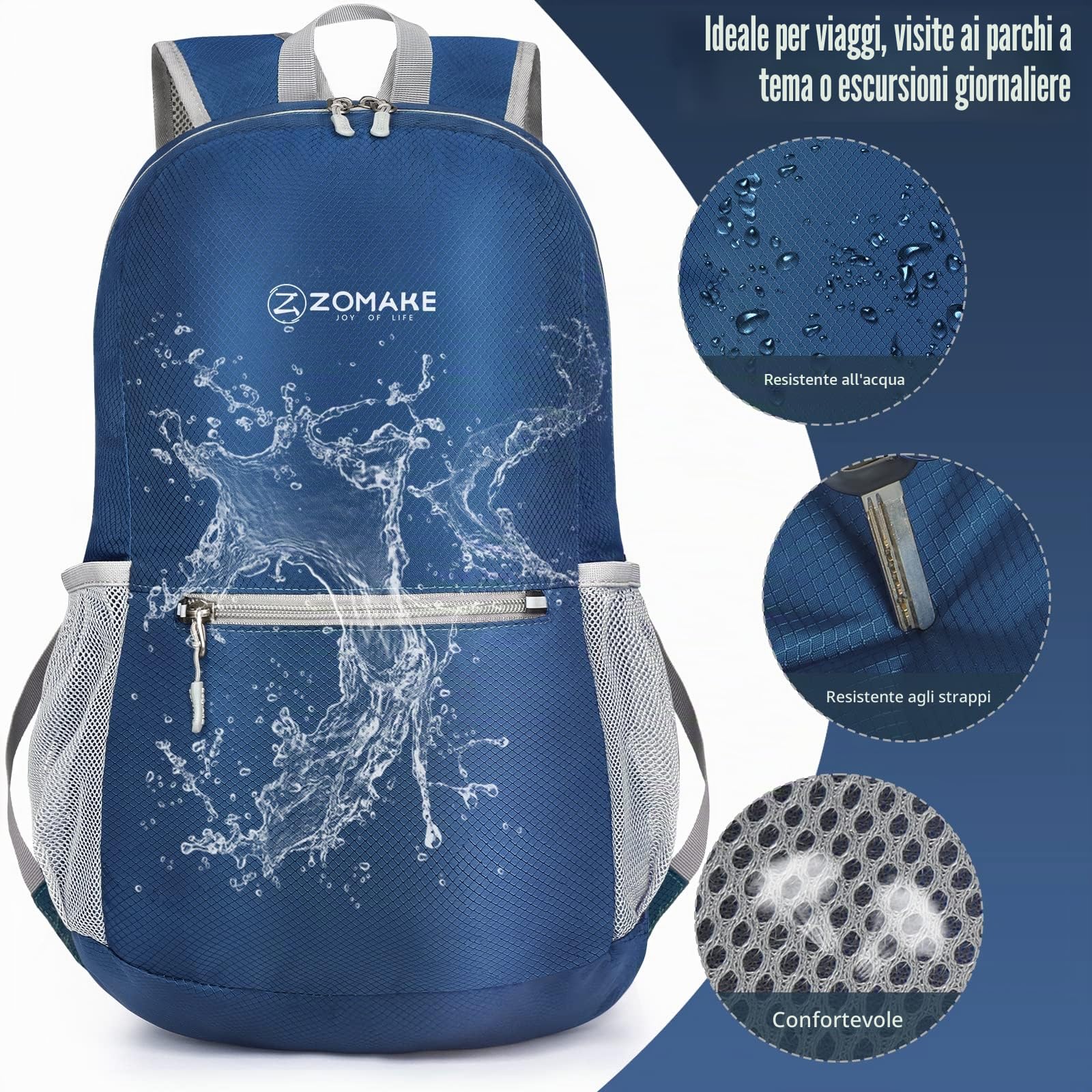 ZOMAKE Zaino Pieghevole Ultraleggero - Zaini Ripiegabile Zainetto Piccolo 20L,Packable Backpack Da Trekking Per Donna Uomo Viaggio Campeggio Città Sportivo