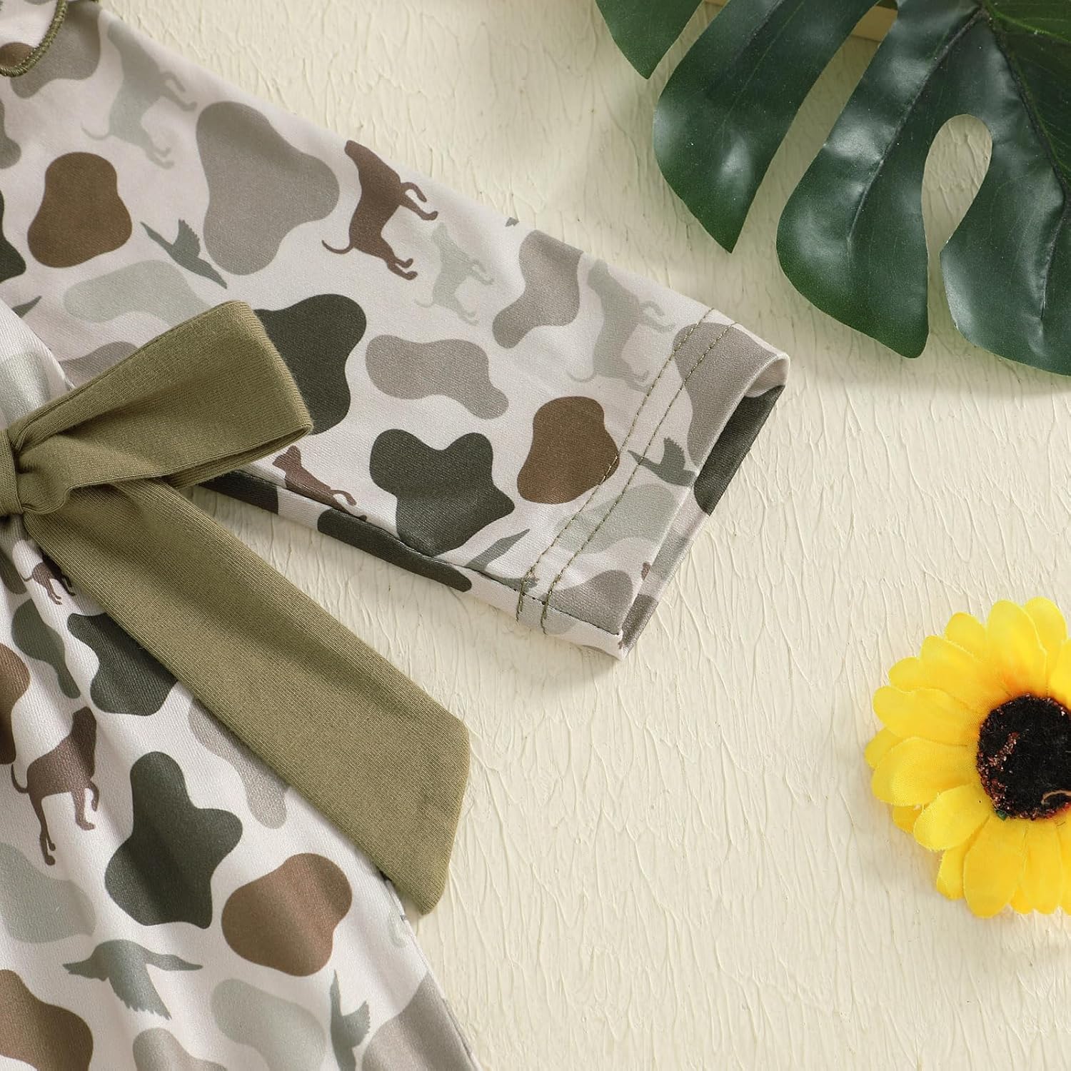 Newborn Baby Girl Hunting Outfit Camo Ruffle Long Sleeve Romper Jumpsuit Smocked Bubble One Piece Clothes - Image 6