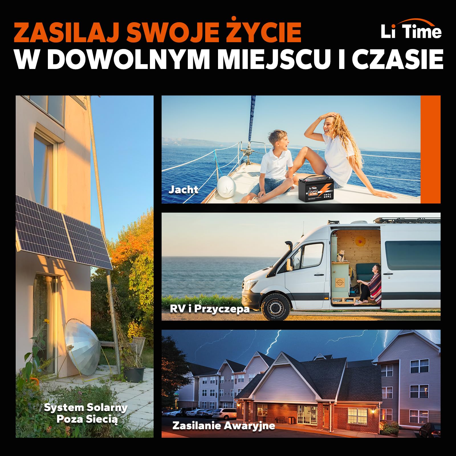 LiTime 12V 100Ah LiFePO4 Akumulator Litowy, Bateria LiFePO4 z Płytką BMS 100A, Do 15 000 Cykli i 10 Lat Żywotność, Akumulator LiFEPO4 Idealny Do kamperów, Zastosowań Poza Siecią, Energia Domowa