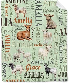 Personalized Goat Baby Blanket for Girls Boys Custom Goat Blanket Gifts Super Soft Swaddle Newborn Cozy Baby Receiving Blanket Stroller Throw Blanket for Crib 40x30 Inch for Baby