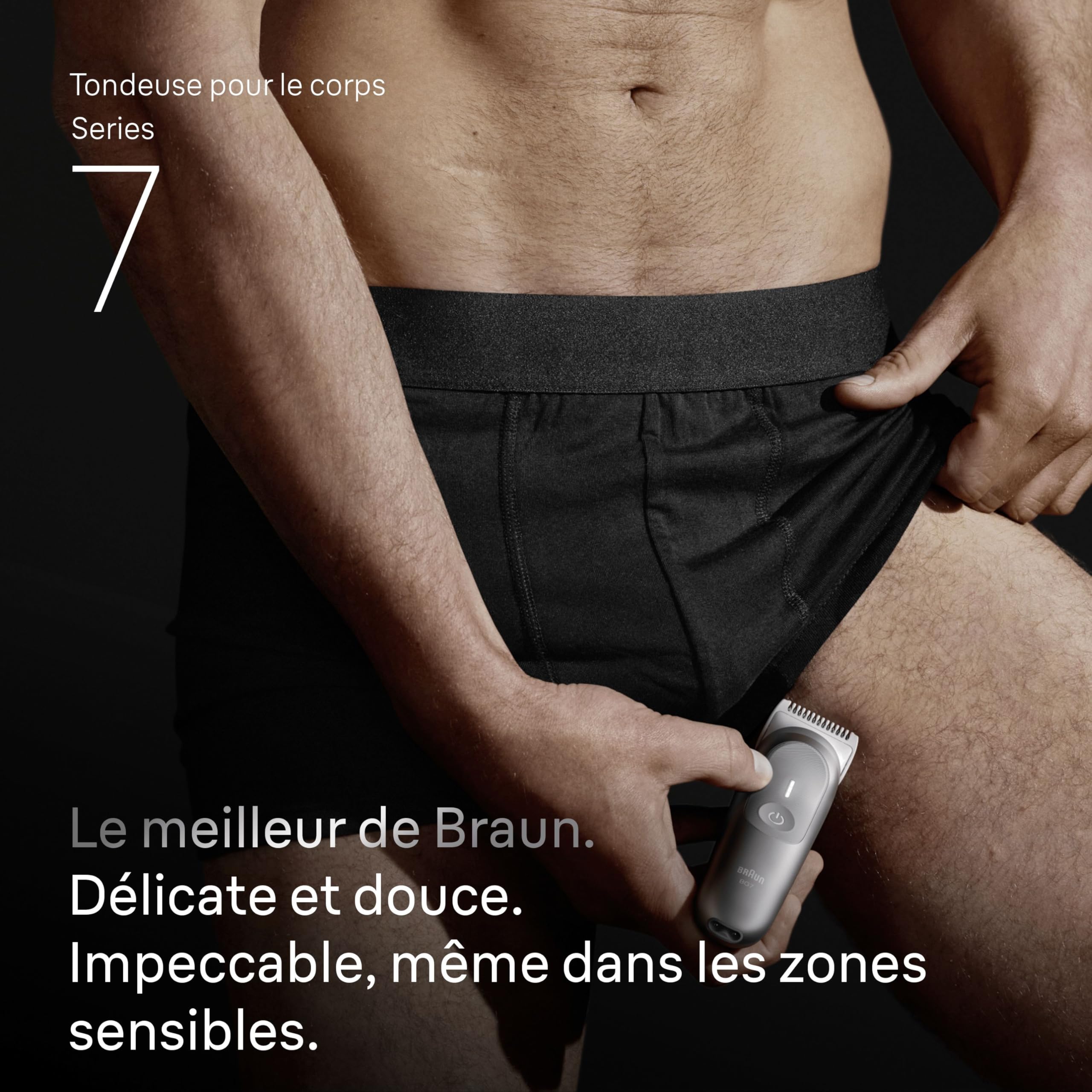 Braun Tondeuse Electrique Homme, pour le Corps, Series 7 BG7555, Grise | Etanche, Batterie Rechargeable, Coffret avec +8 Outils de Rasage, Tête SmoothShave, Accessoire SensitiveTrim