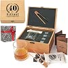 Single Glasgow Whiskey Goblet Set with Wooden Box with 40 Years Design 4 Cooler Stone Set