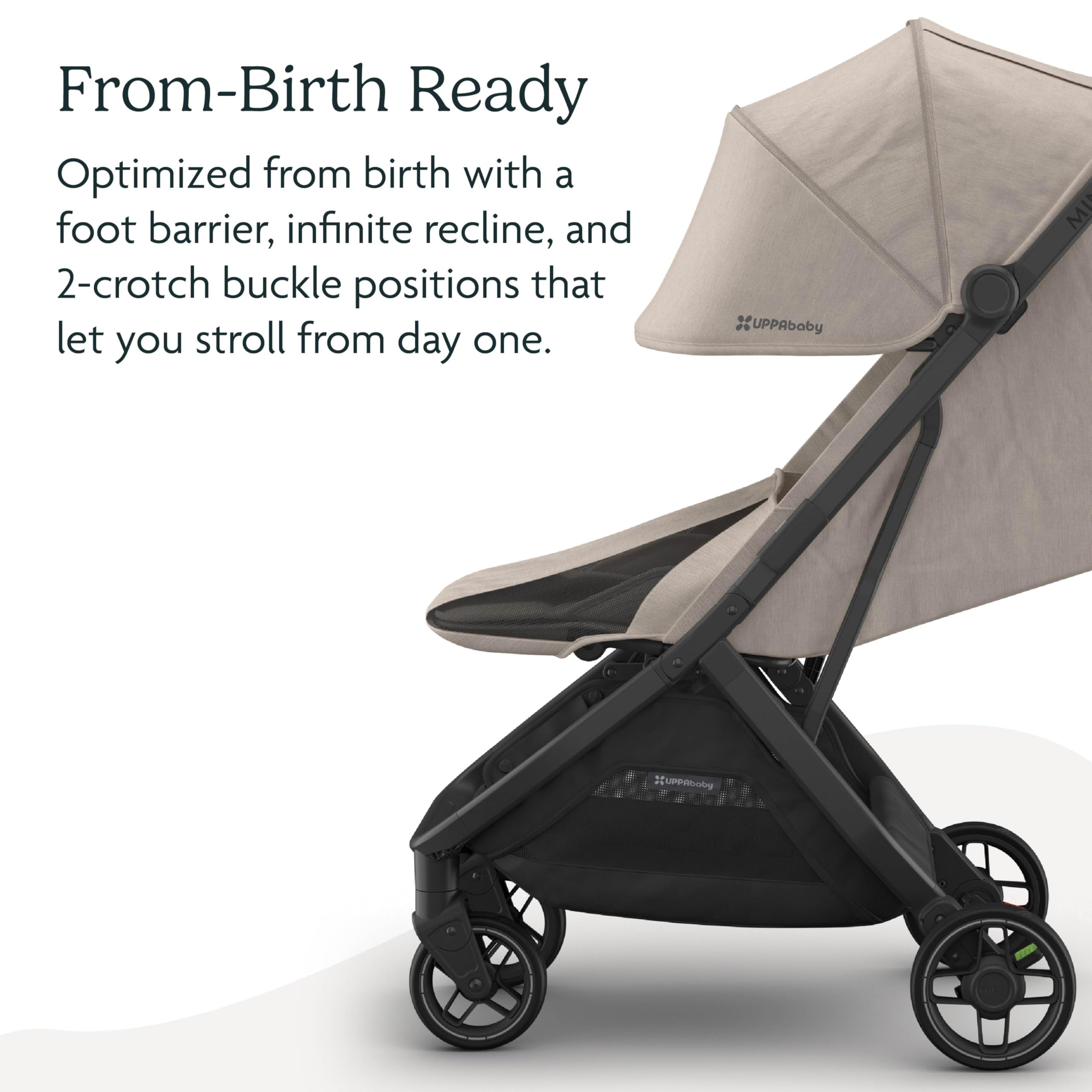 Amazon.com : UPPAbaby Minu V3 Travel Stroller - Lightweight + Compact  Design - One-Hand Fold + Unfold - from Birth + Overhead Compatible - Ada  (Sandstone/Carbon Frame/Chestnut Leather) : Baby