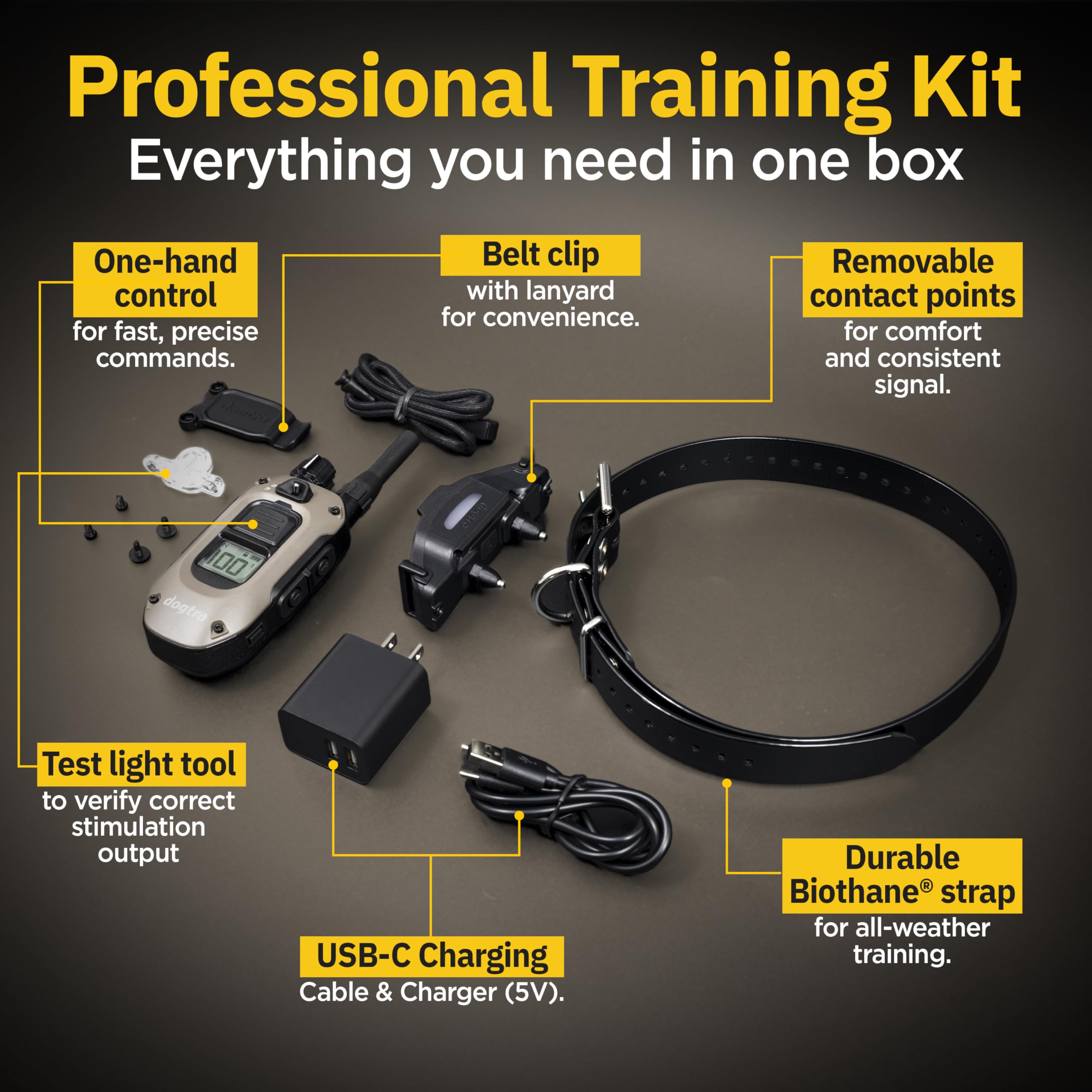 Dogtra ARC-X E-Collar para entrenamiento de perros, rango de 3/4 millas, para perros de 15 libras +, diseño delgado, IPX9K impermeable, 100 niveles de estimulación, vibración, tono, recargable, dueños