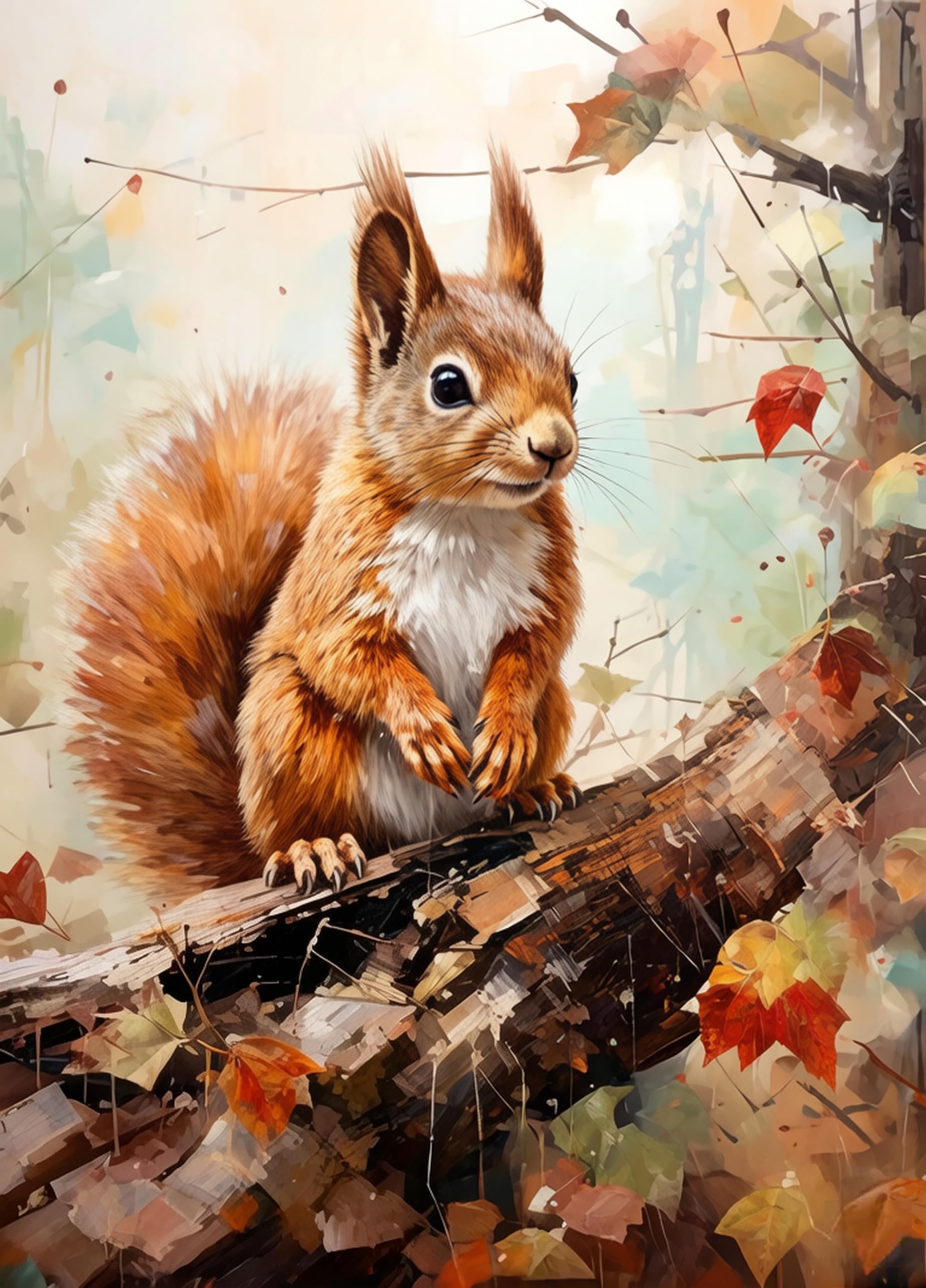 Zhosoho Squirrel Diy Paint By Number For Adults,Painting Kits For Adult,Color By Numbers,Paint By Number Canvas Crafts Watercolor For Beginner Room Decor (Squirrel)