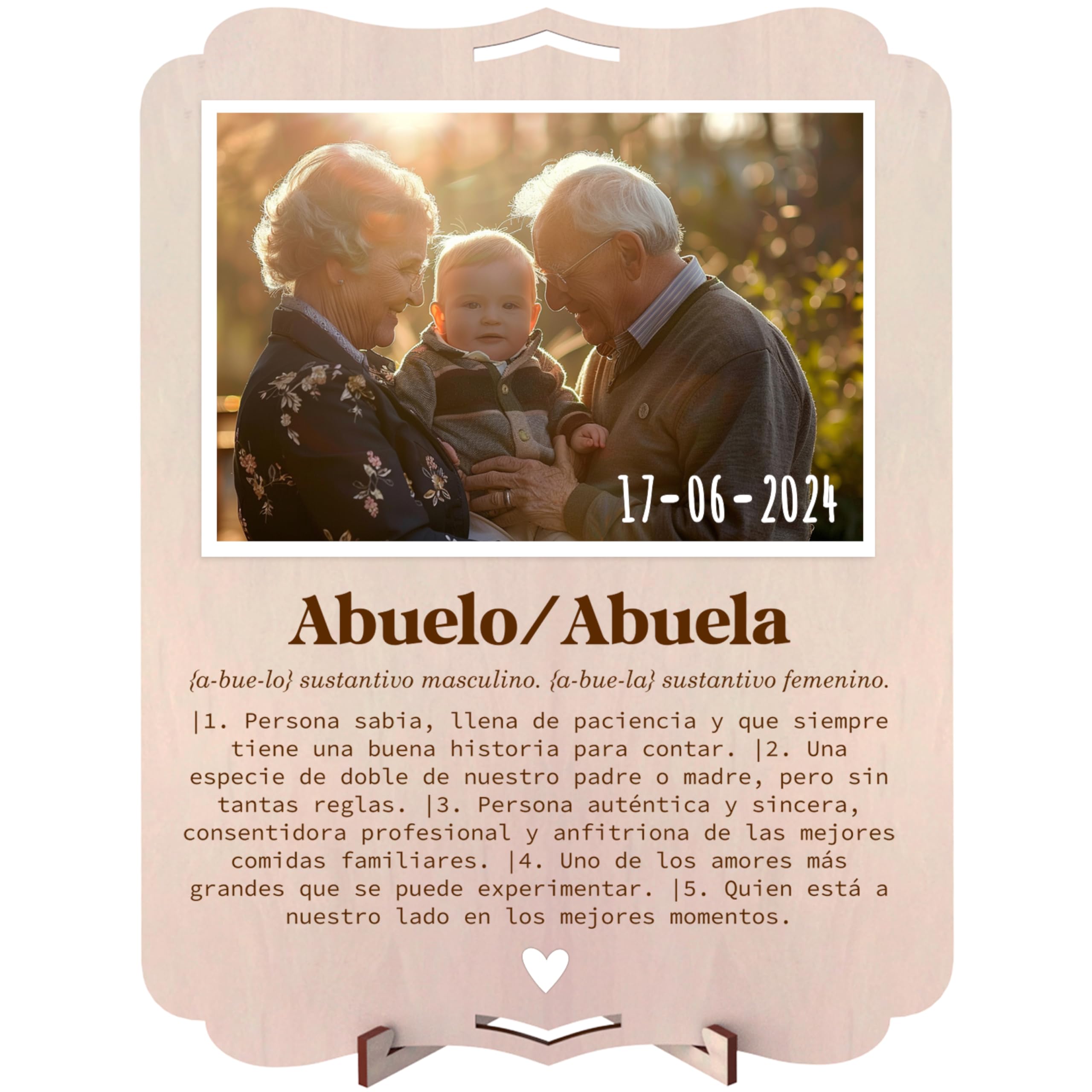 nagu® Marco De Madera 30x22 cm, Regalos Originales Para Mujer y Hombre, Cuadro Personalizado Con Foto, Para Abuelo y Abuela, Incluye Letras Autoadhesivas, Números. Soporte y Orificio Para Colgar
