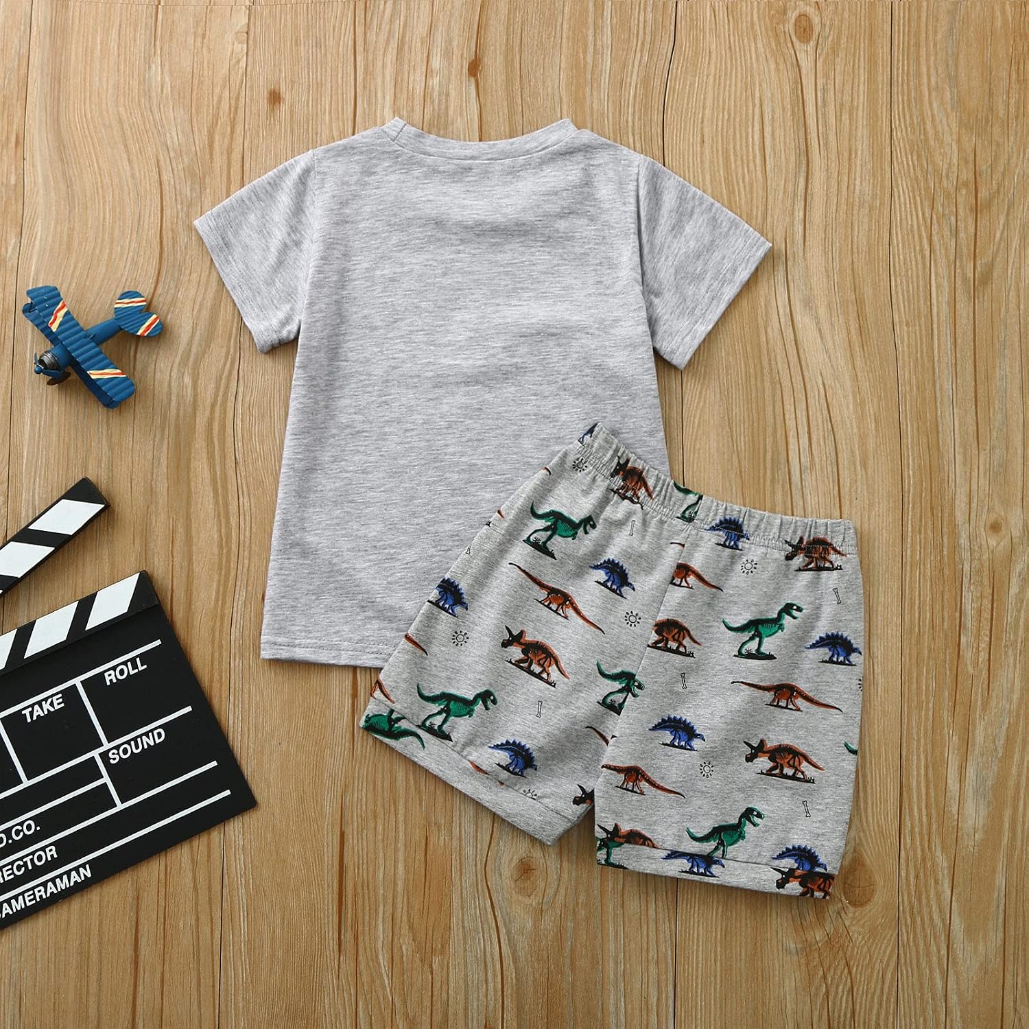 Toddler Cotton 𝐏a𝐣ama Set Short Sleeve 𝐏ajamas for Boys Cute Dinosaur Tees and Shorts Loung𝐞wear Outfits 𝐒leepwear