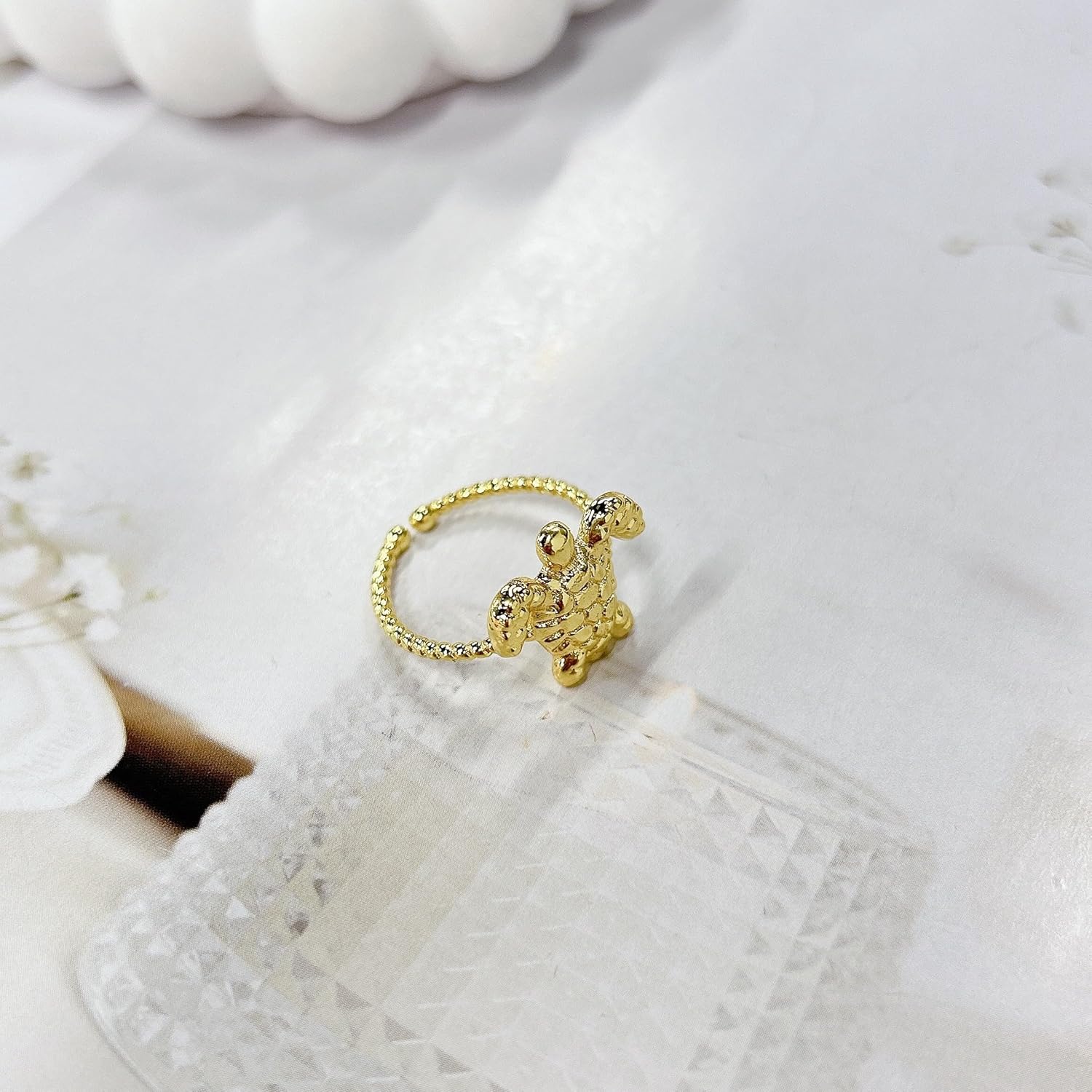 Cute Sea Turtle Open Statement Ring for Women Gold Plated Tortoise Knuckle Finger Adjustable Twisted Band Thin Rings Stackable Fashion Ocean Animal Boho Vacation Summer Beach Trendy Jewelry - Image 5