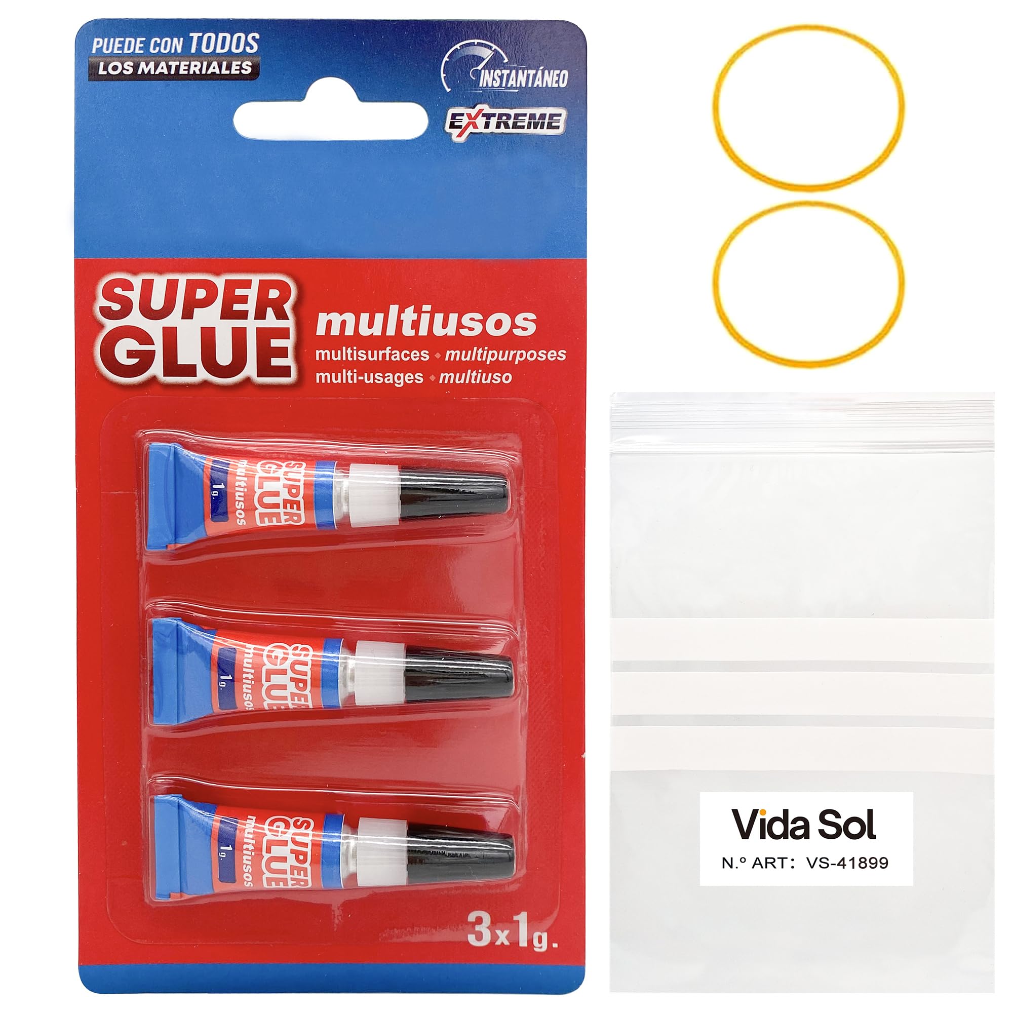  Super Glue Extreme Multiuso, Fuerte Para Materiales Duros, Pega en 10 Segundos, Secado Rápido y Duradero, 3x1G
| Super 