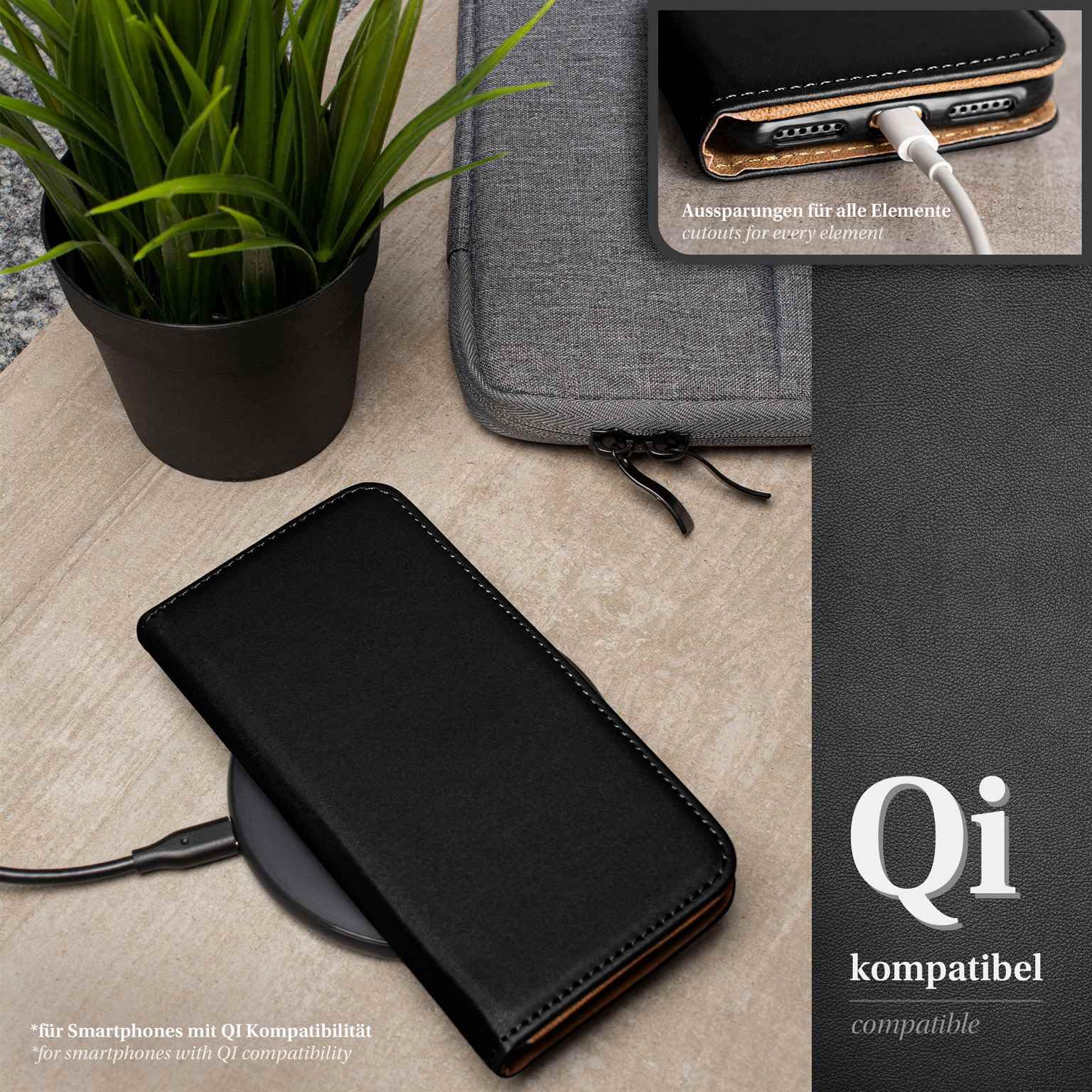 moex Set 4 in 1 per iPhone 17 Pro Max con 3 pellicole protettive, scomparto per carte di credito, custodia a libro e pellicola FlexProtect, protezione completa a 360°, colore nero