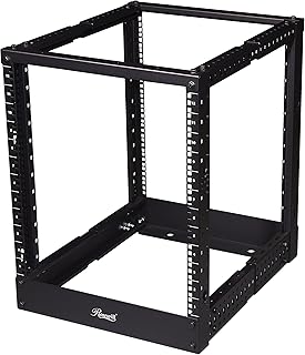 Rosewill Adjustable 12U Open Frame Server Rack with Hooks for Cable Management. Computer Rack, Mini Server Rack, Storage Network Rack Cabinet for Rackmount Server Case/Chassis - RSR-4P12U001