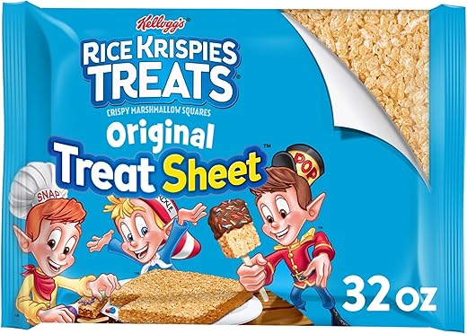 Rice Krispies Treats Marshmallow Snack Sheet, Kids Snacks, Treat Making, Baking Project, Original, 32oz Sheet (1 Sheet)