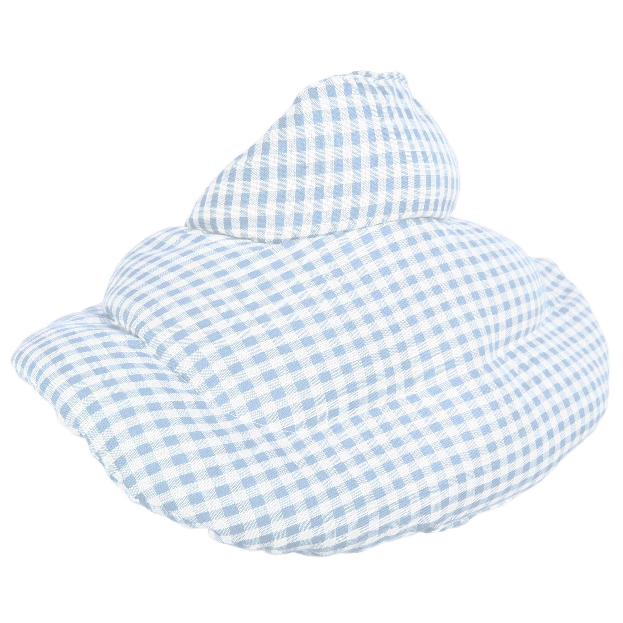 Cuscino del collo, cotone biologico, bianco-azzurro. Cuscino termico con semi di ribes, terapia caldo e freddo