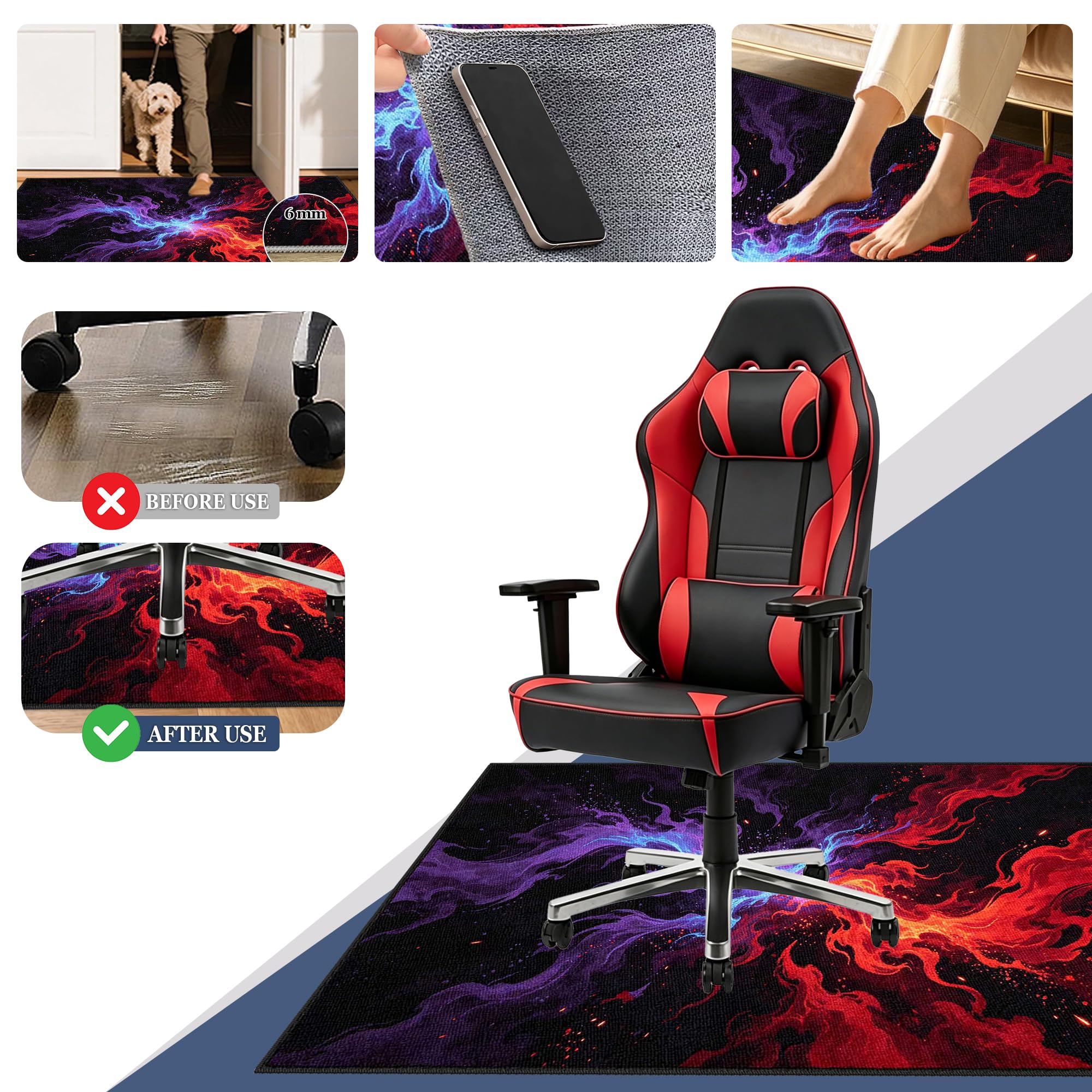 Mata do zabawy zmywalna mata na krzesło do gier antypoślizgowa mata podłogowa Esports Mata do gier Mata podłogowa do fotela dla graczy Mata podłogowa do sypialni pod krzesłem Biuro 200 x 300 cm