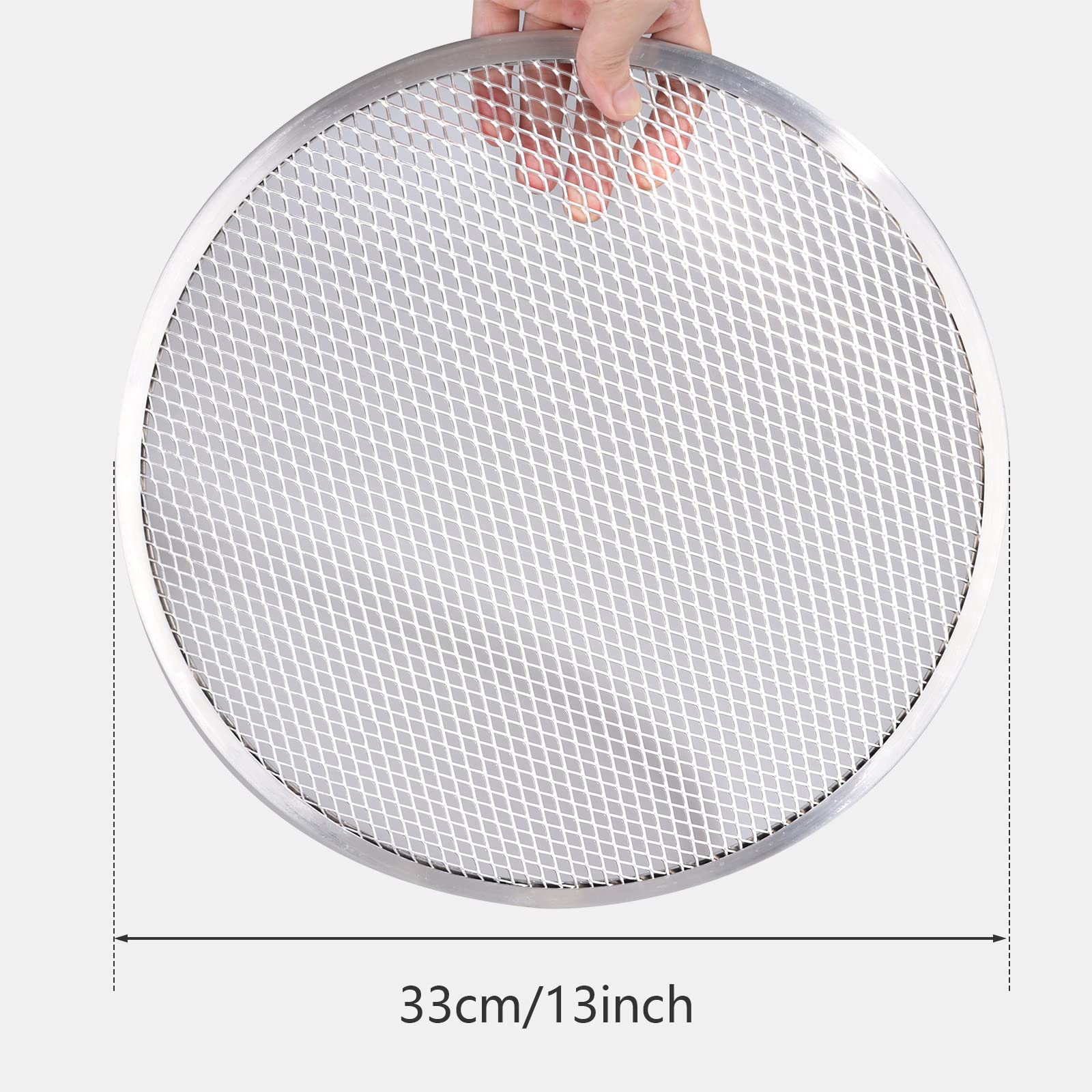 Abaigeal 3 vassoi per pizza in alluminio da 33 cm, in rete antiaderente, per forno, teglie rotonde per pizza per la cucina di casa