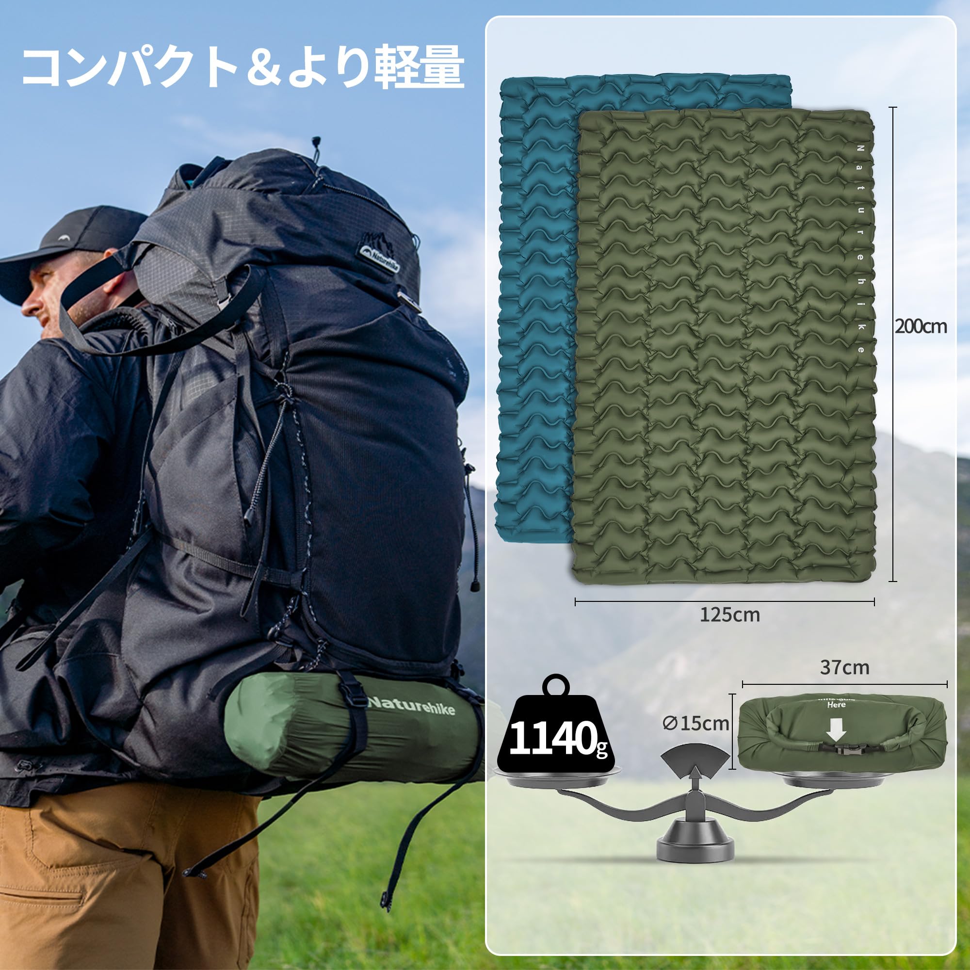 Amazon.co.jp: Naturehike キャンプ マット充気袋式 エアマット