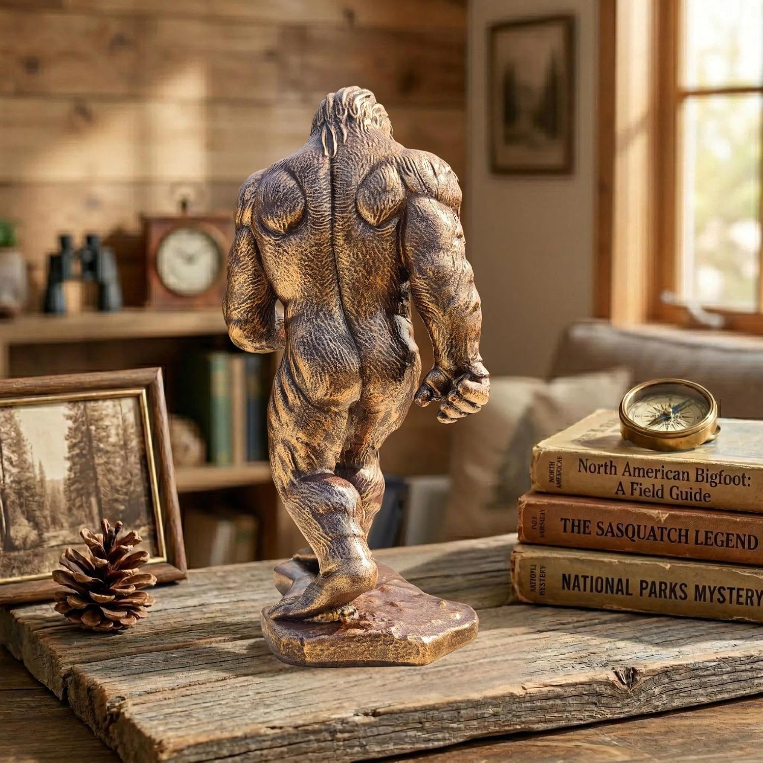 Bigfoot with Attitude Statue, 7.9" Funny Sasquatch Desk Decor | Rude resin cryptid sculpture for desks, offices, man caves, and white elephant gag gifts for men, dads, brothers, or bosses.