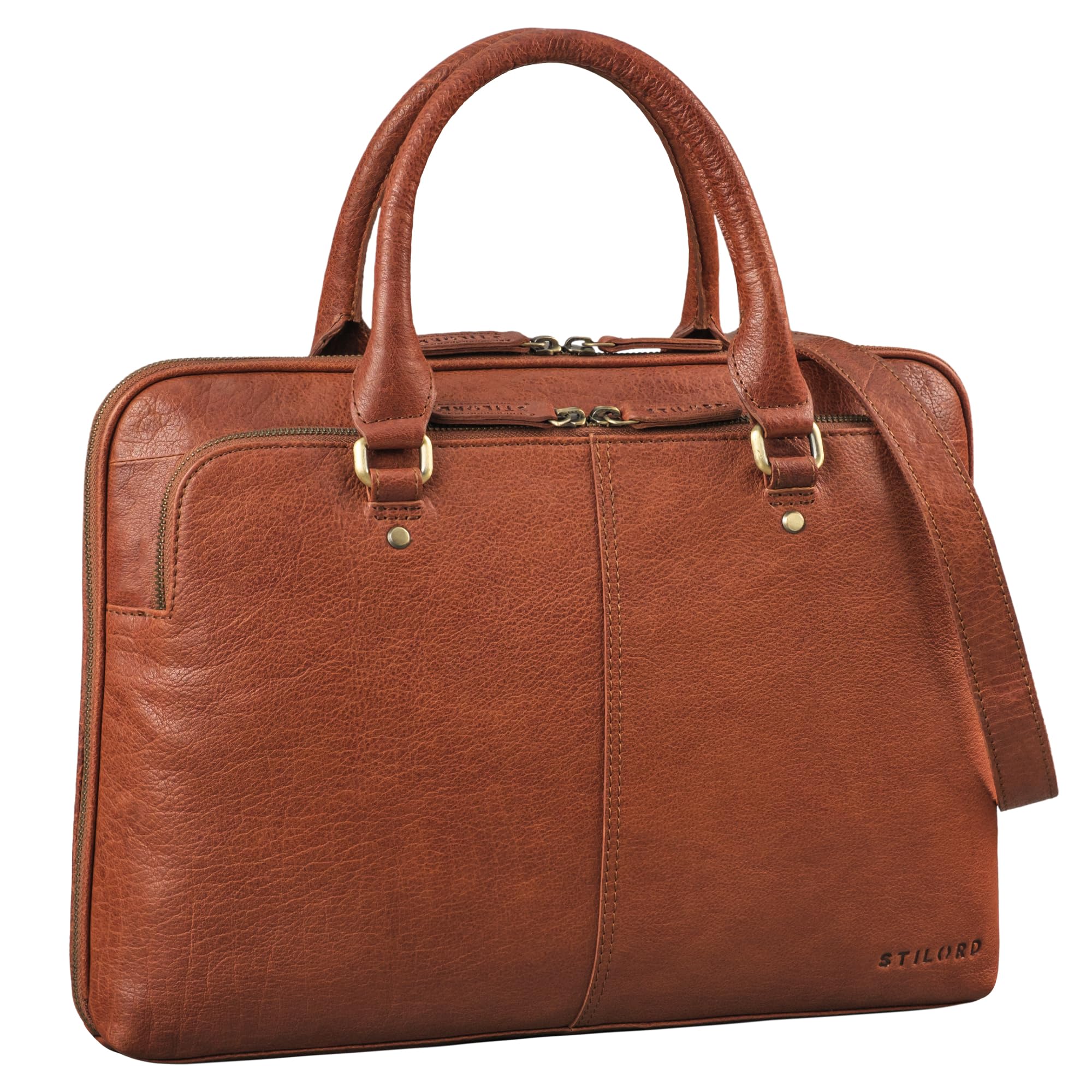 STILORDCeline' Vintage Laptop Bag 13.3 Inch Leather | Slim Briefcase and Handbag for Office Business | Laptop Handbag Notebook Shoulder Bag