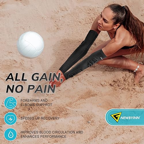 Miniatura 4 de Paquete de 2 mangas acolchadas para brazos, codo antebrazo, almohadillas a prueba de golpes para fútbol, baloncesto, voleibol, fútbol