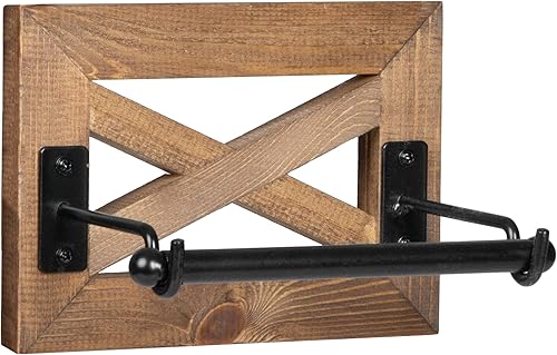 Ilyapa Portarrollos de papel higiénico para baño, de madera rústica, color blanco envejecido, con estante