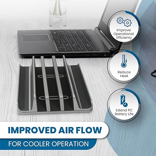 Miniatura 3 de Elestoria Soporte vertical múltiple para laptop  Soporte vertical para laptop con capacidad para 5 dispositivos, se adapta a todos los MacBooks,