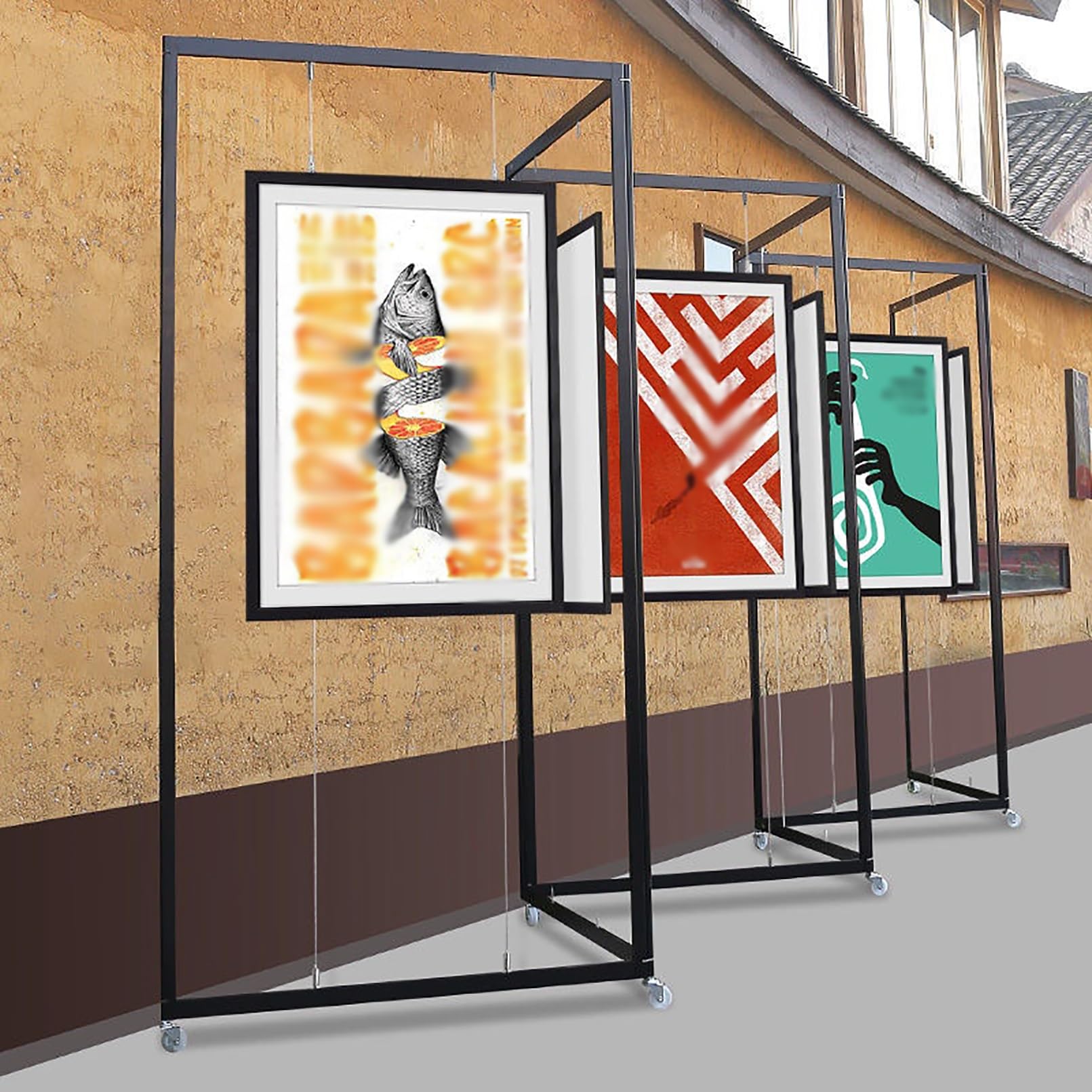 Wolnostojące stojaki ekspozycyjne na wystawy sztuki, tablice marketingowe, kaligrafia, plakaty, ściany reklamowe, galeria i muzea, tablice prezentacyjne (5 szt. 60 x 150 cm)