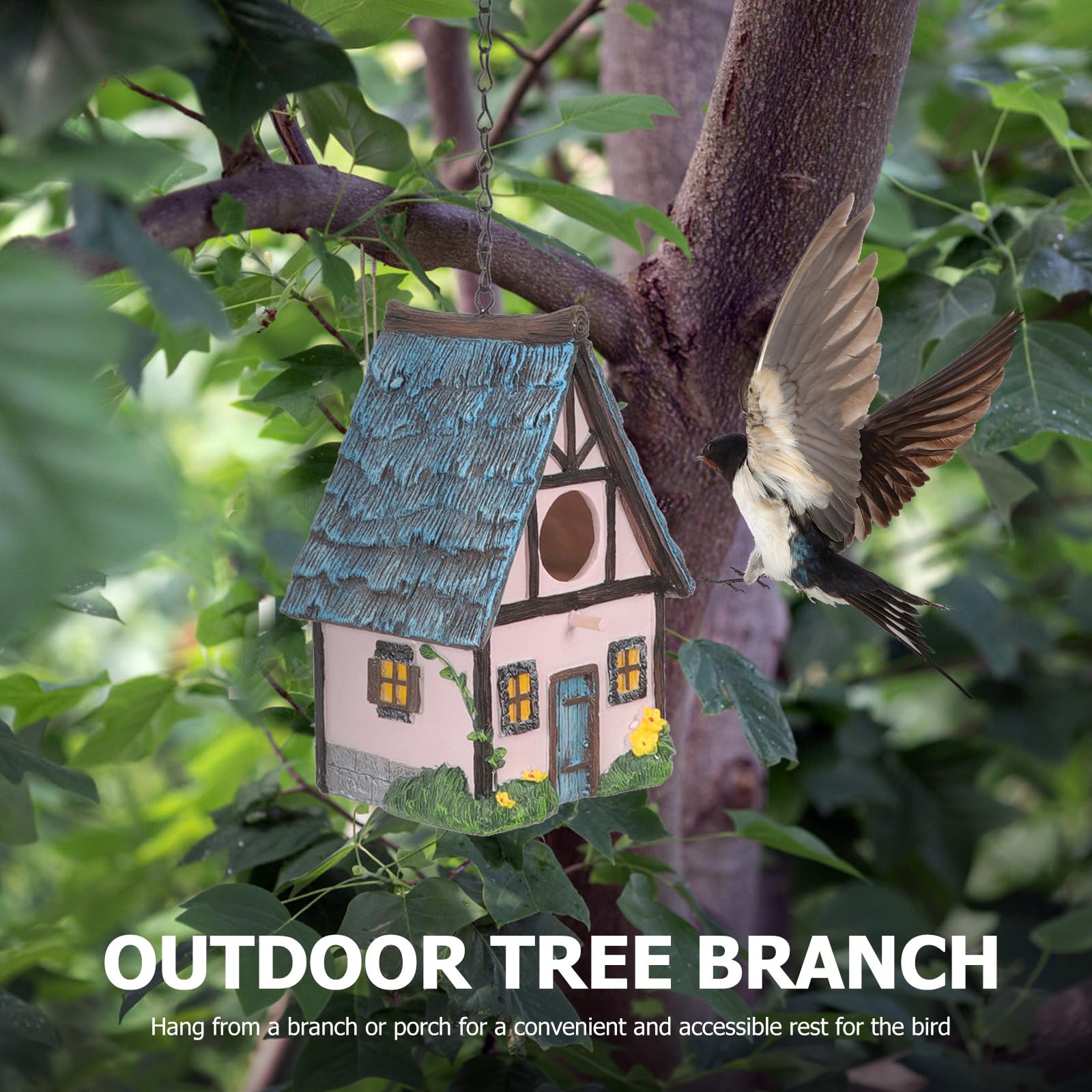 Vogelnistkasten aus Wetterfestem Harz Kleines Vogelhaus zum Aufhängen Parkornament für Garten und Terrasse Leicht und Pflegeleicht Schützender Außenvogel Schlafplatz