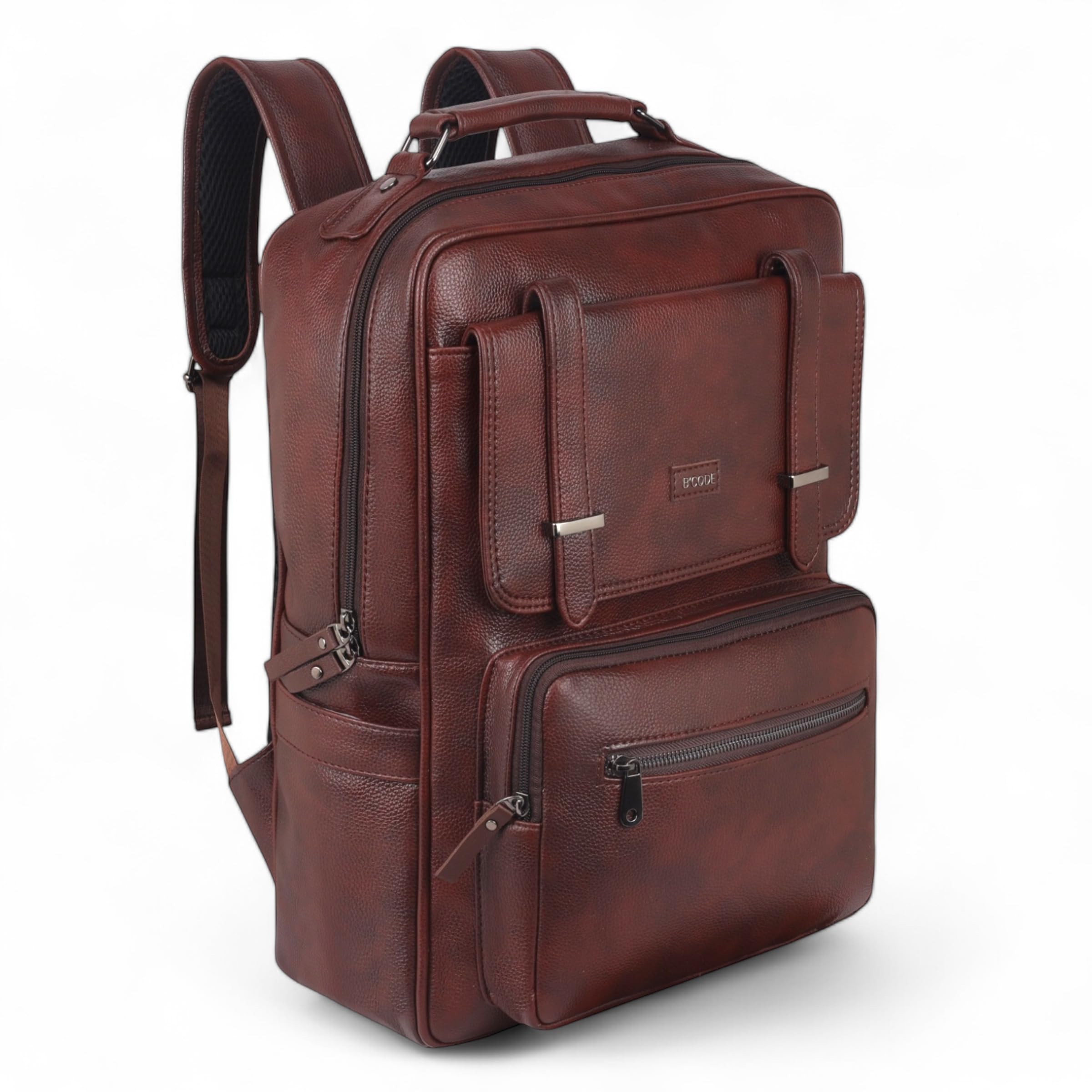 b'code Laptop Backpack With Padded Compartments for 15.6-Inch Laptop | Anti Theft Water-Resistan Durable Vegan Leather | Stylish Laptop Bag for Men & Women-picture-55