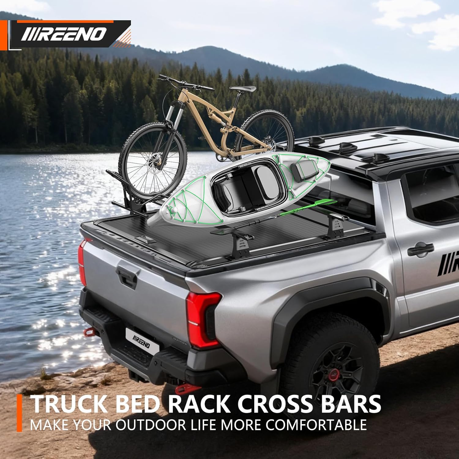 Adjustable 68.8" Truck Bed Rack Cross Bars (2PCS), Heavy-Duty Aluminum T-Slot Crossbars Compatible with Mid-Size Trucks & Retractable Tonneau Covers with Rail System, Kayak & Bike Rack